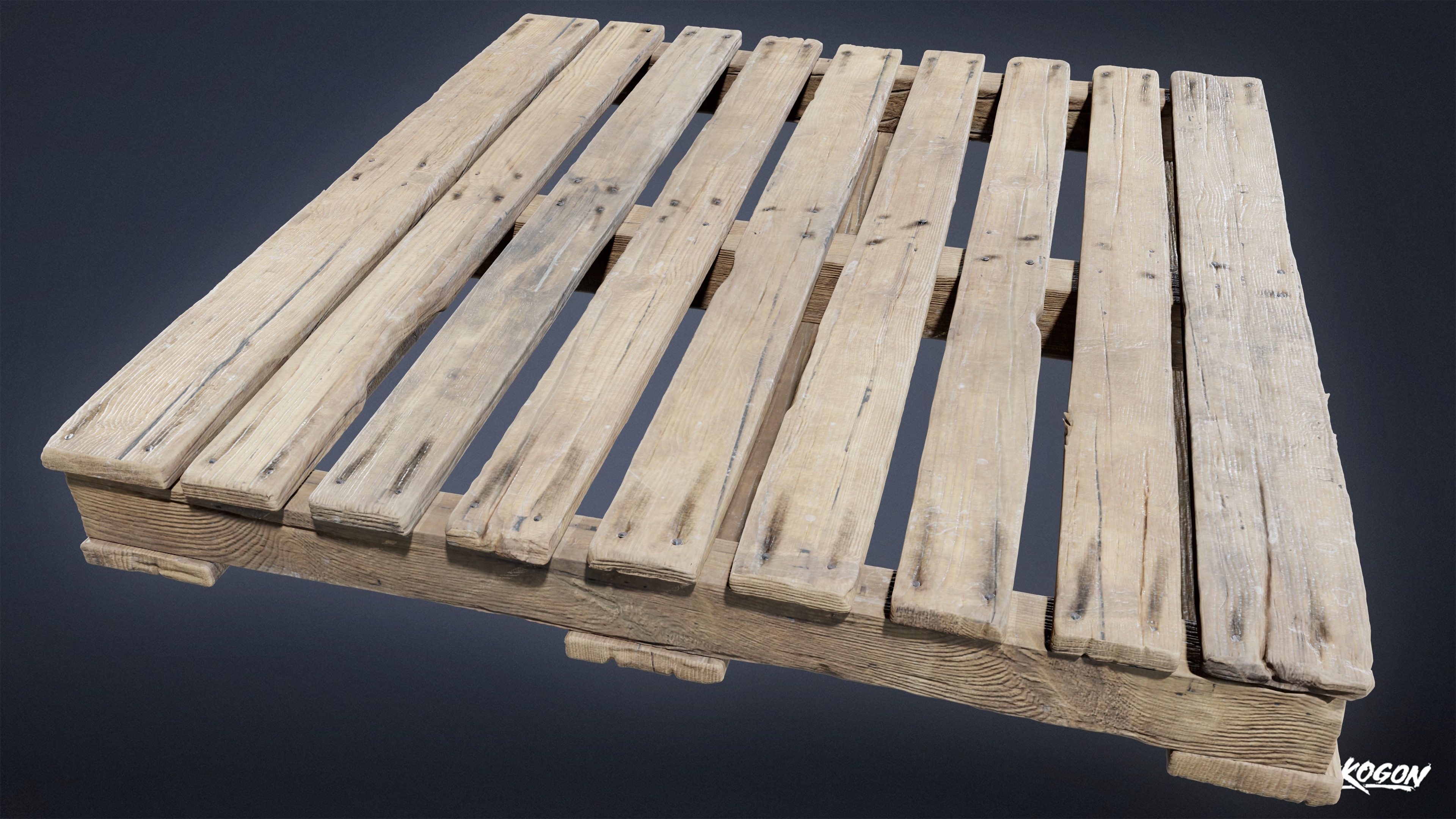 INDUSTRIAL - Palette Wooden 12 - LOW POLY AND NANITE Low-poly 3D model_4