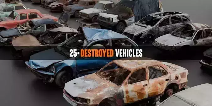 Destroyed Vehicles Collection 3D model