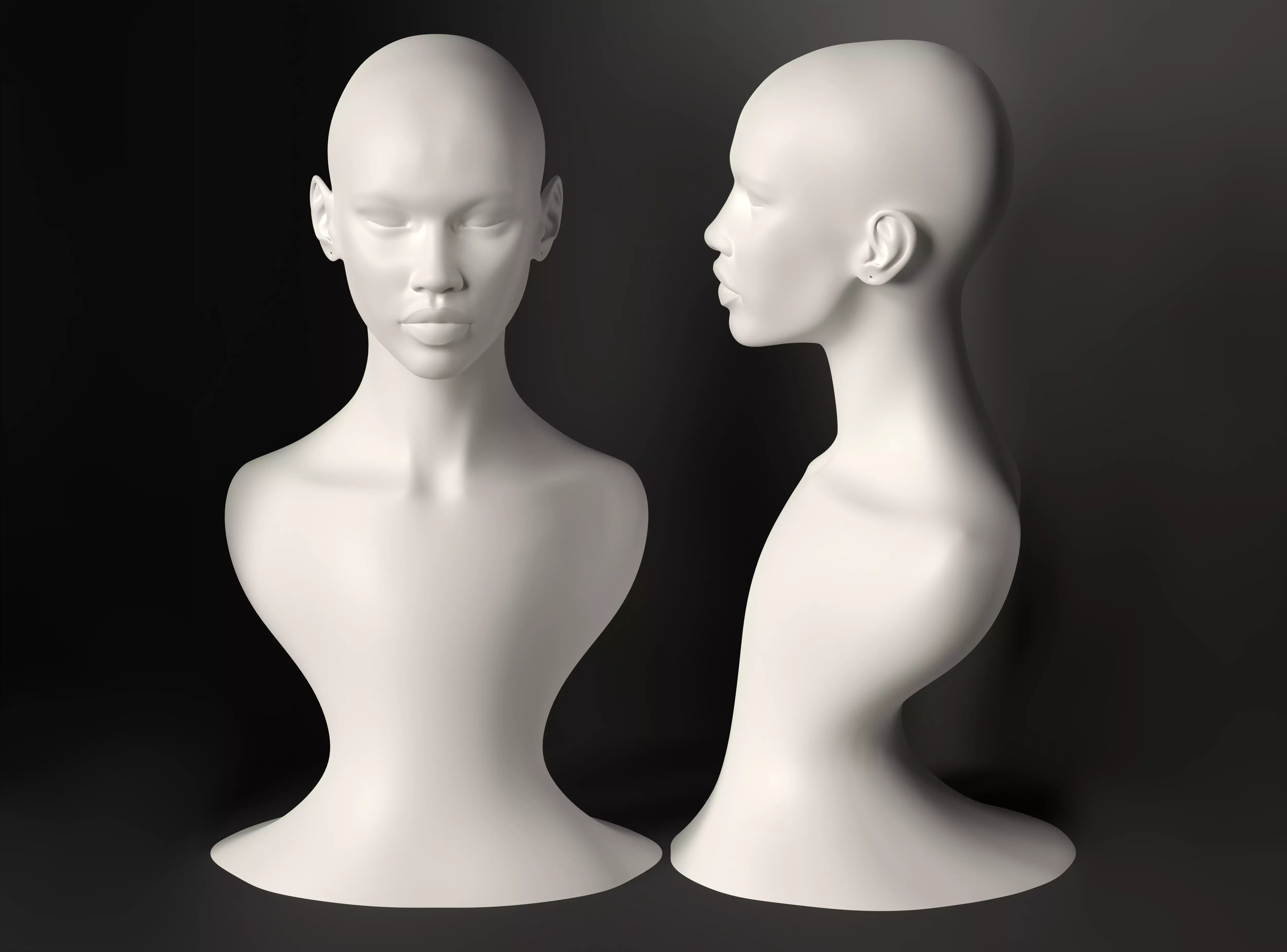 Woman bust realistic head 3D print model_0