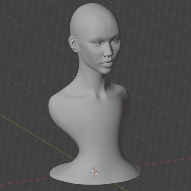 Woman bust realistic head 3D print model_2