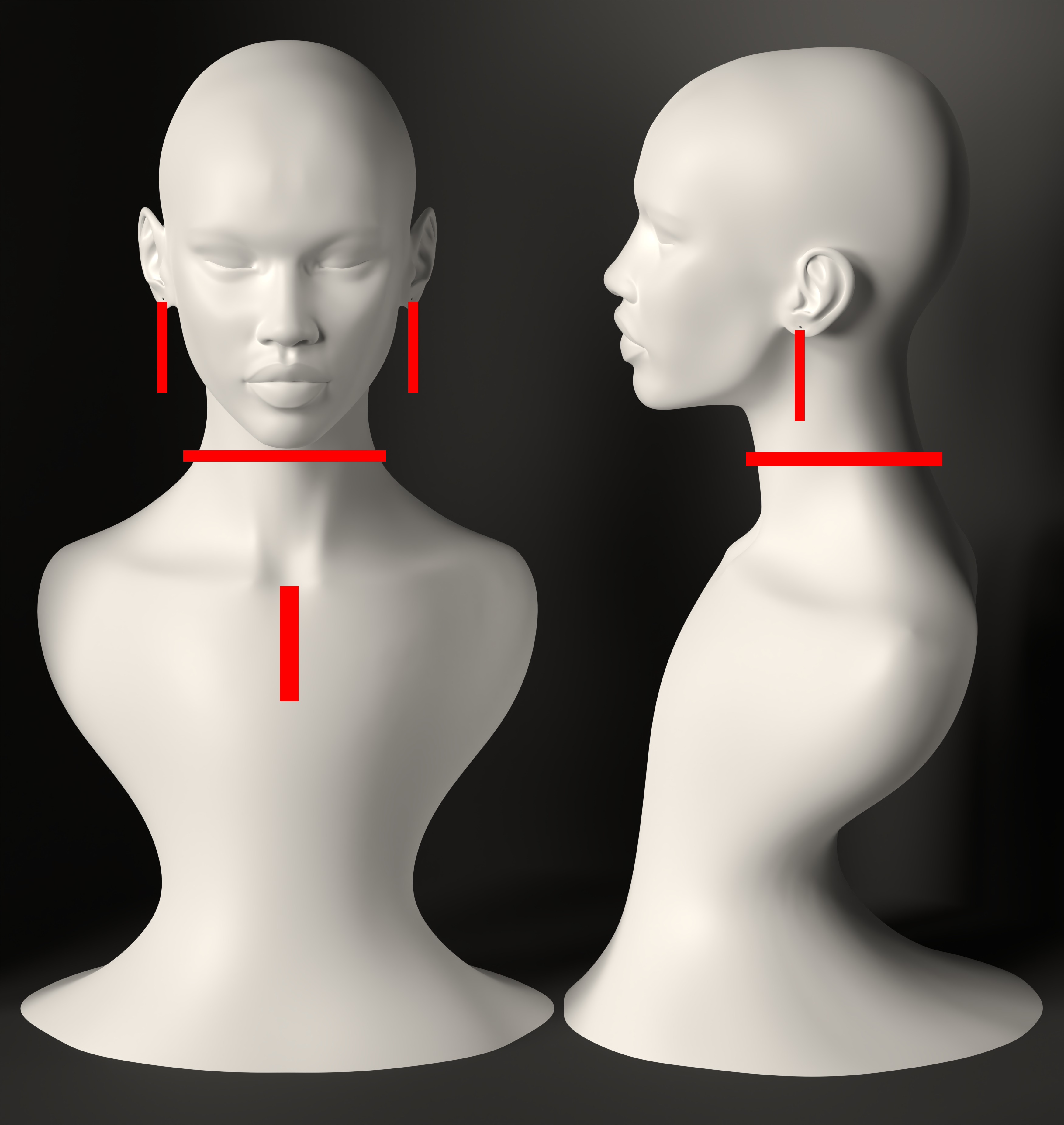Woman bust realistic head 3D print model_1