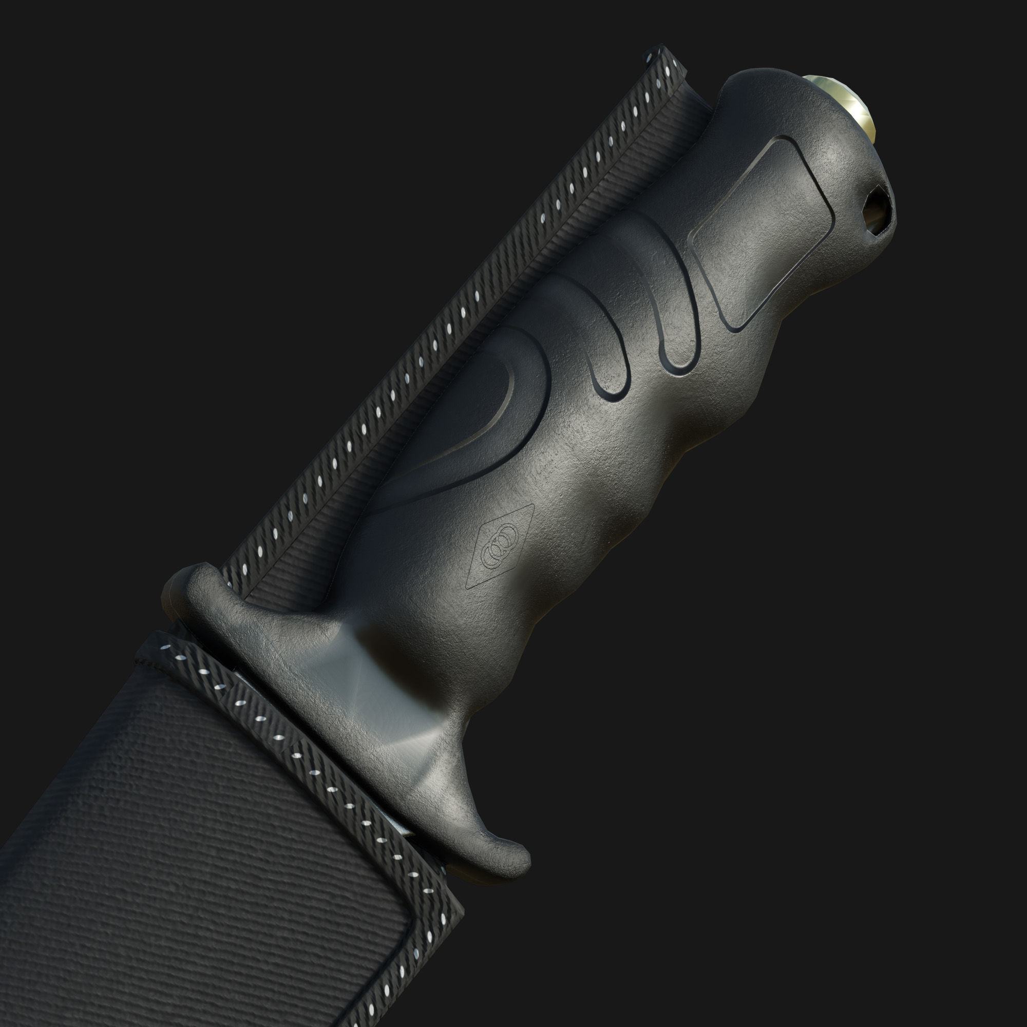 Curved Knife Low-poly 3D model_3