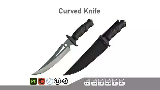 Curved Knife Low-poly 3D model