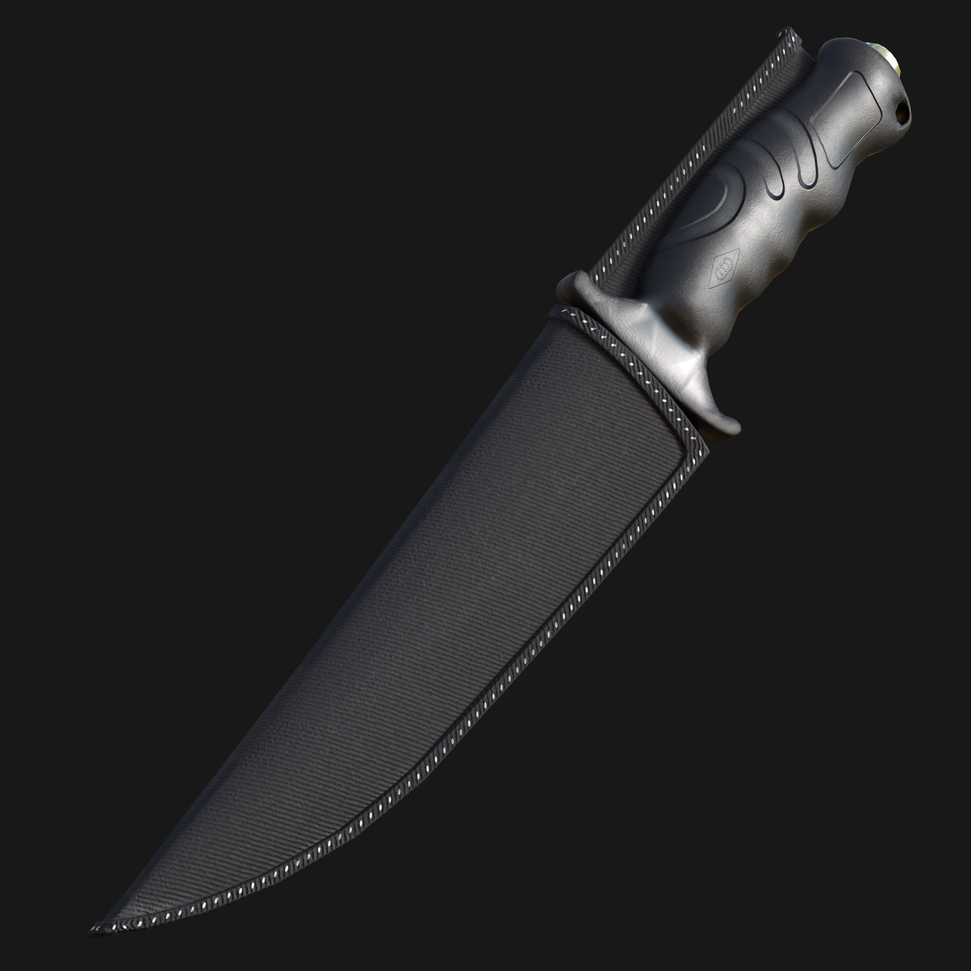 Curved Knife Low-poly 3D model_1
