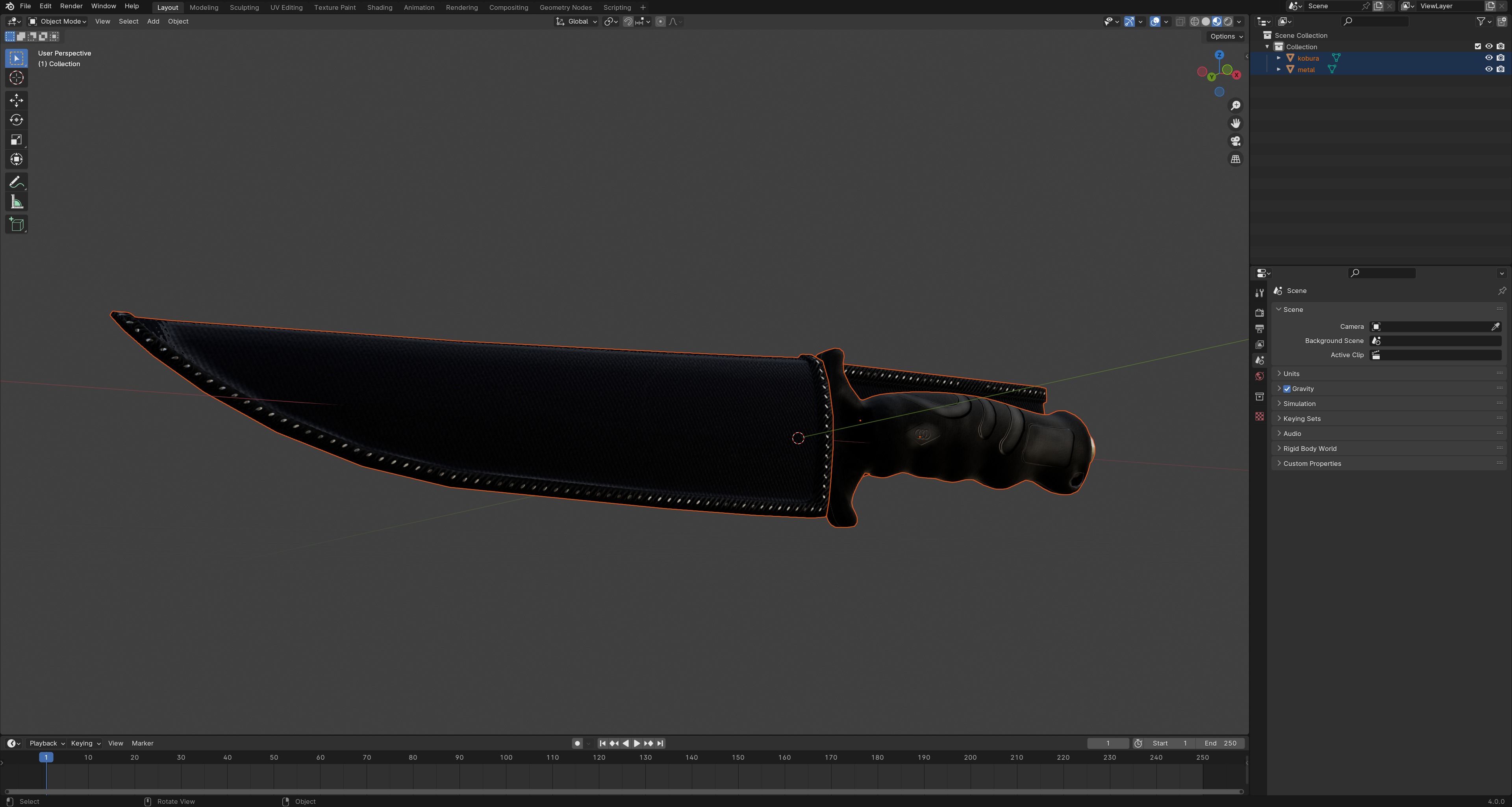 Curved Knife Low-poly 3D model_10