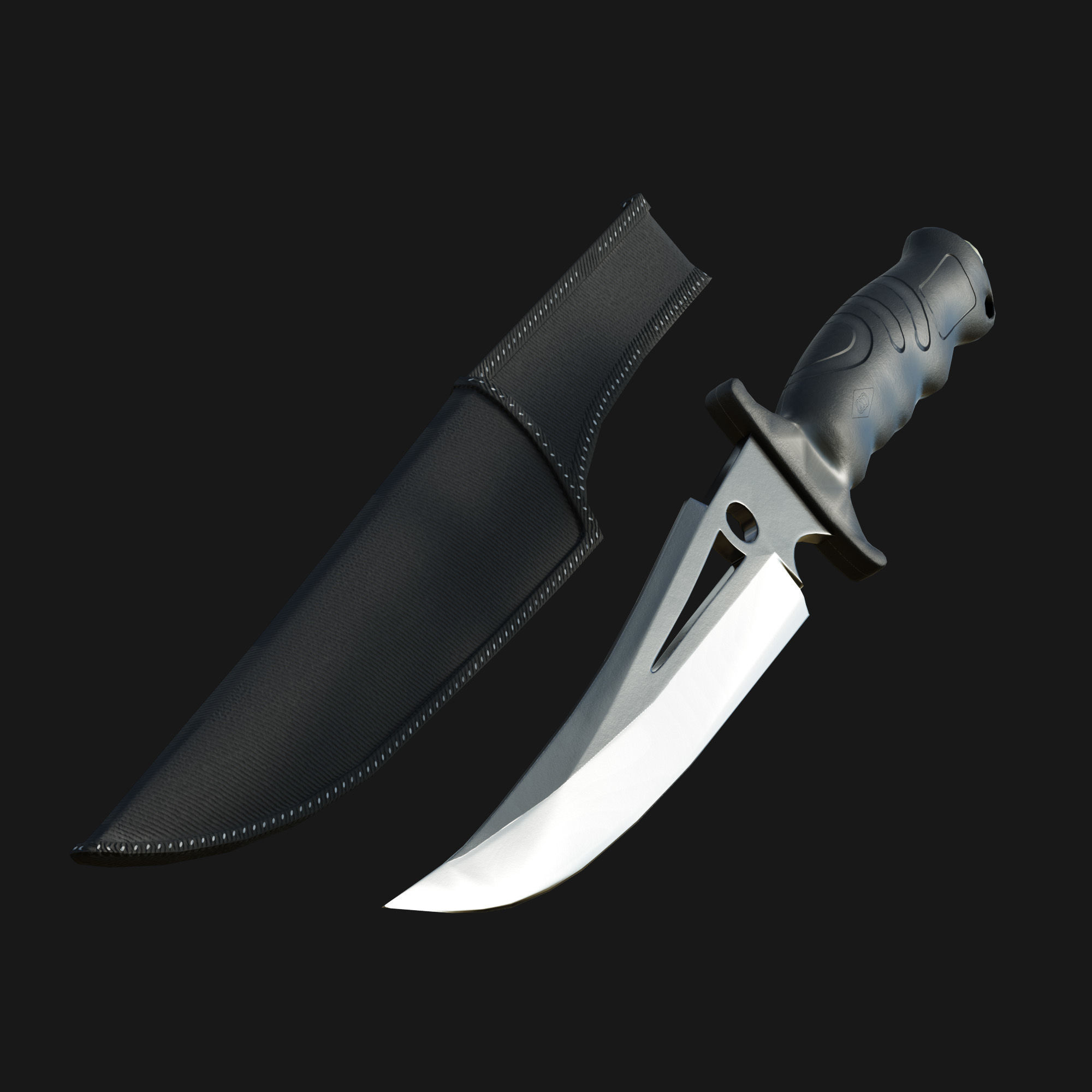 Curved Knife Low-poly 3D model_8