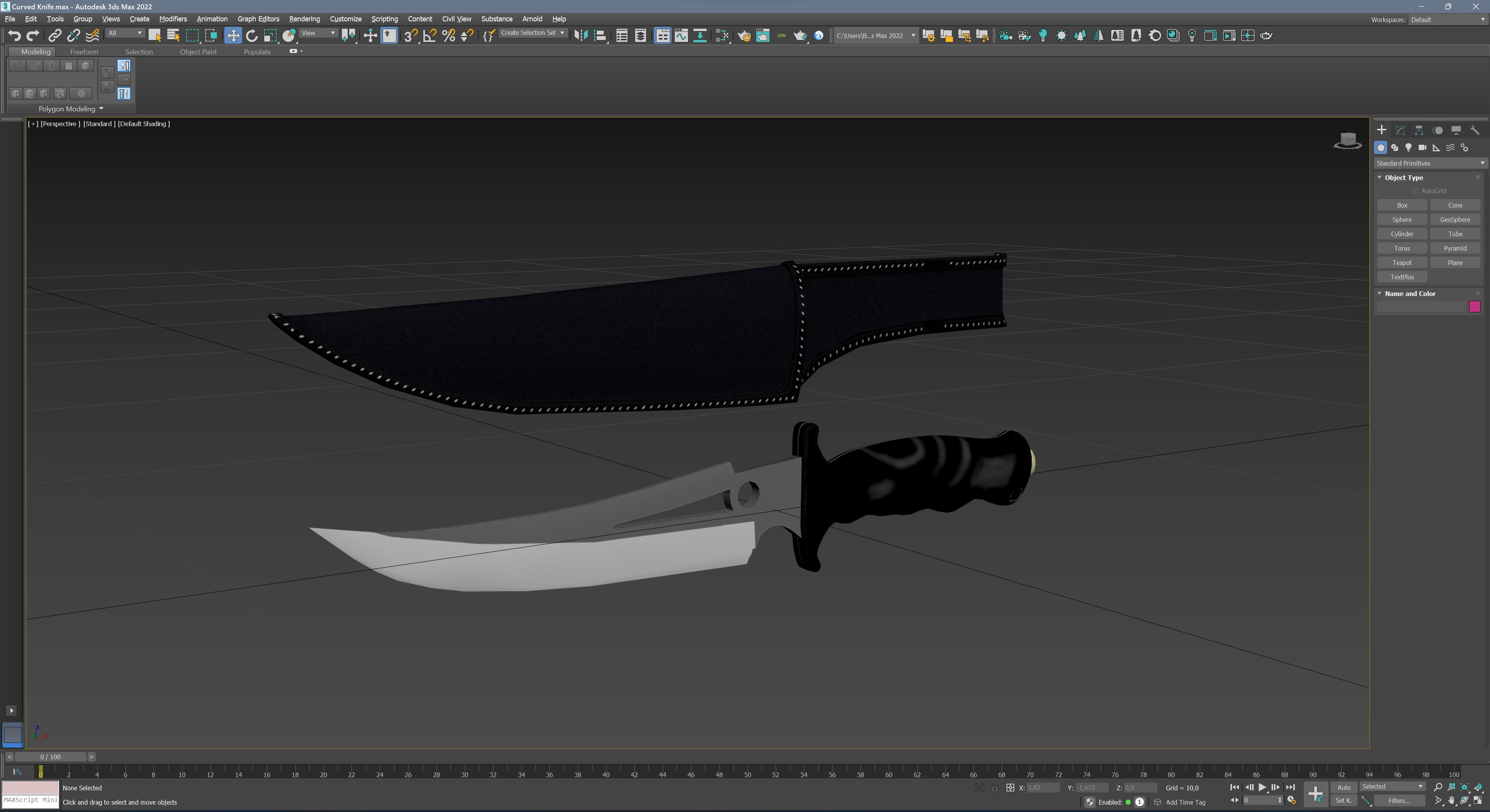 Curved Knife Low-poly 3D model_12