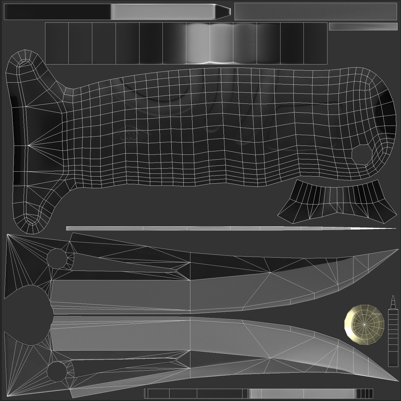 Curved Knife Low-poly 3D model_15