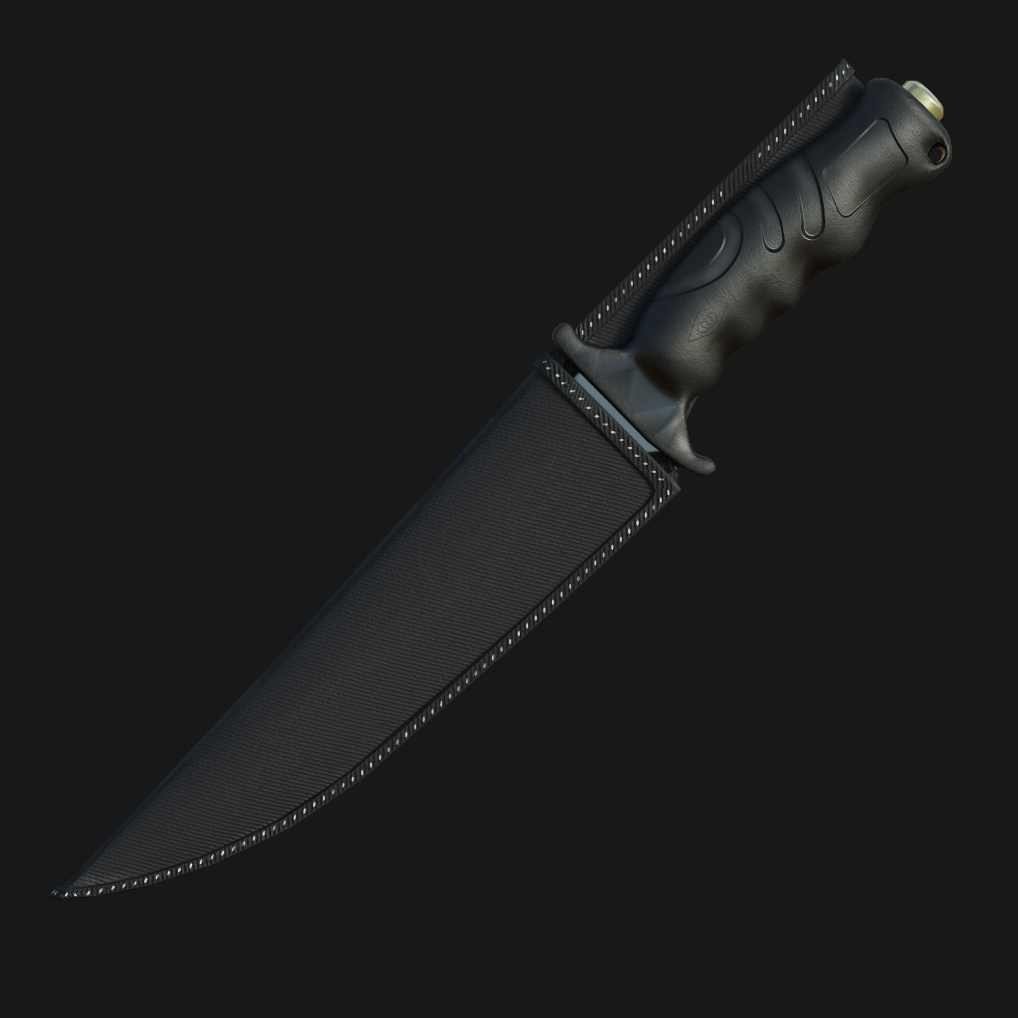 Curved Knife Low-poly 3D model_6