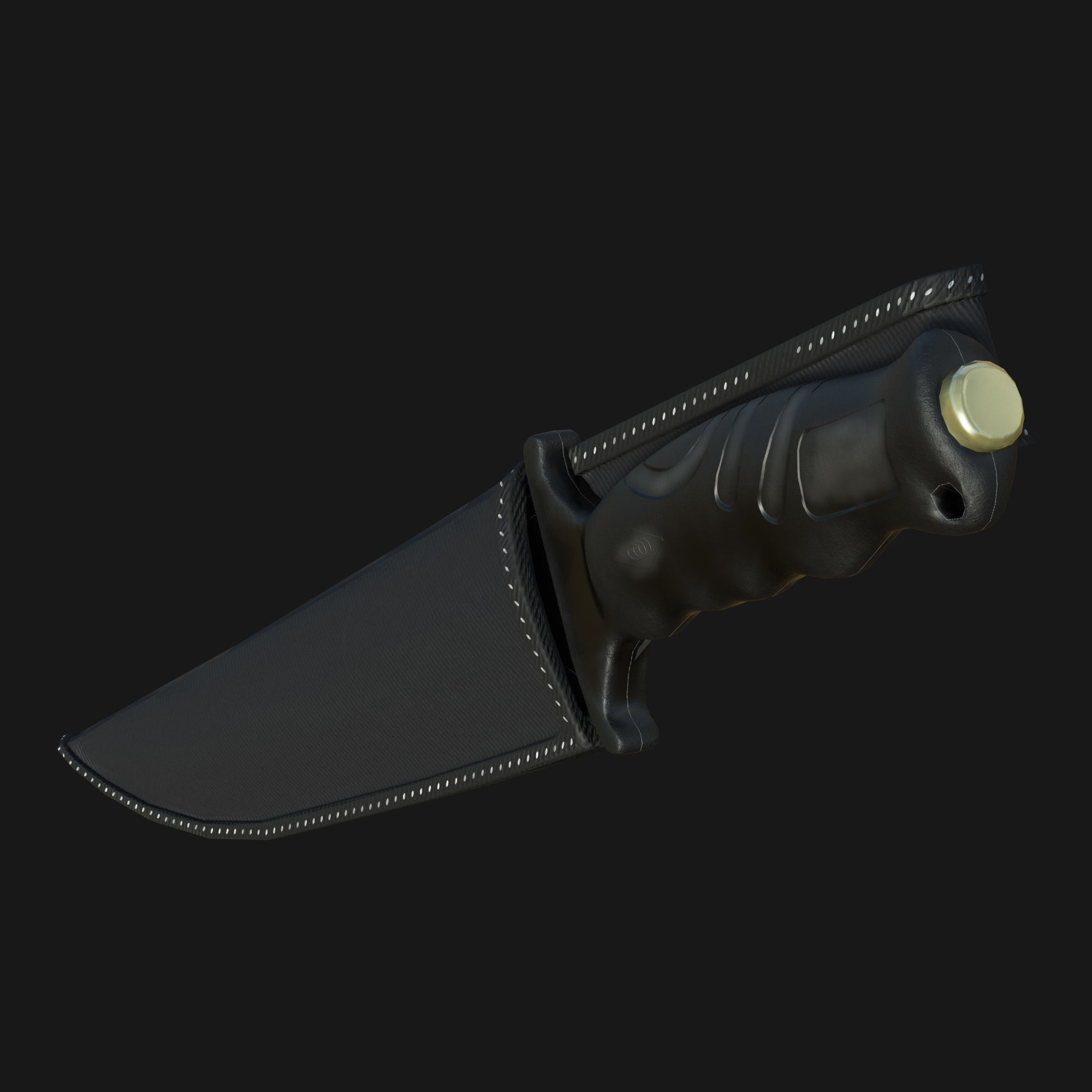 Curved Knife Low-poly 3D model_4