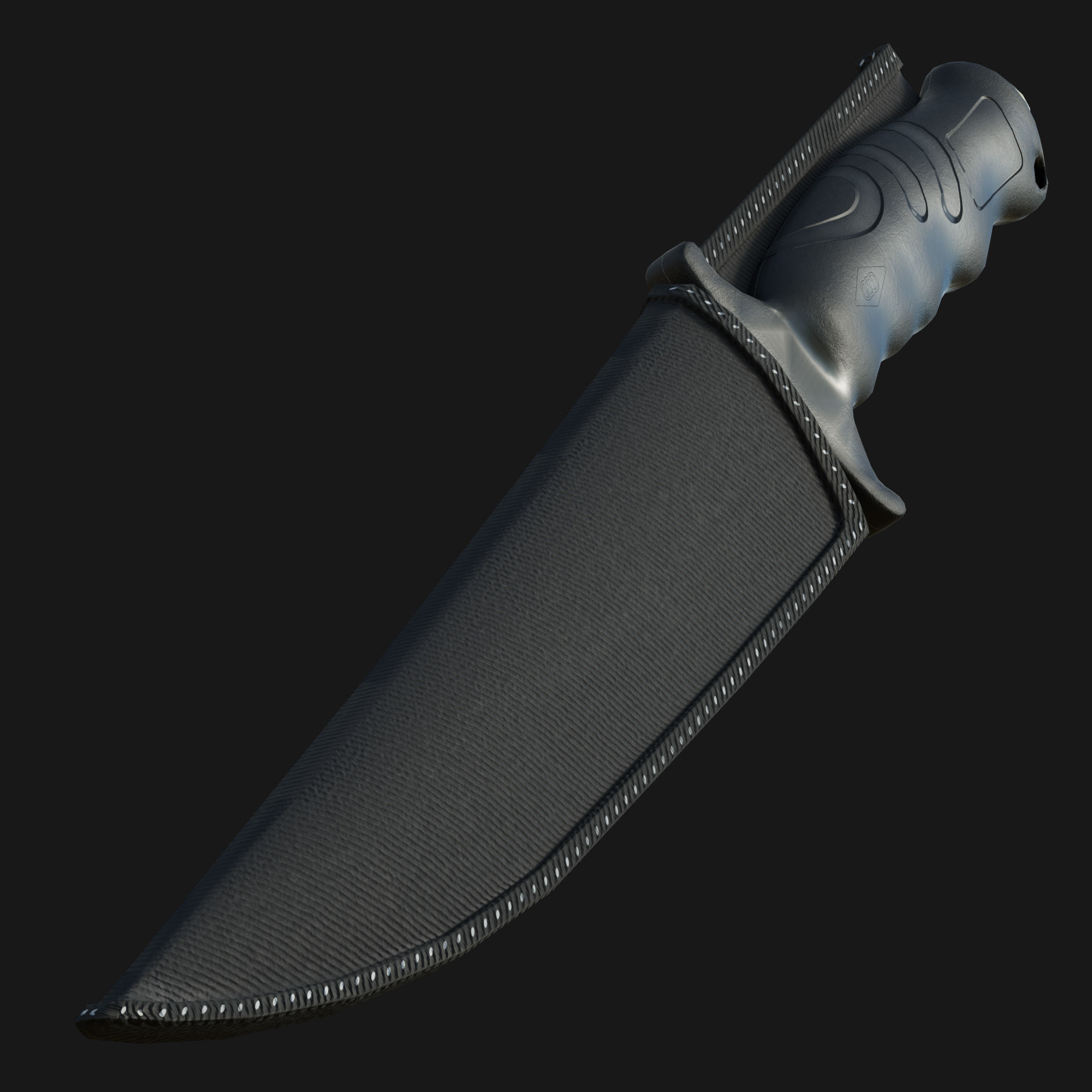 Curved Knife Low-poly 3D model_2
