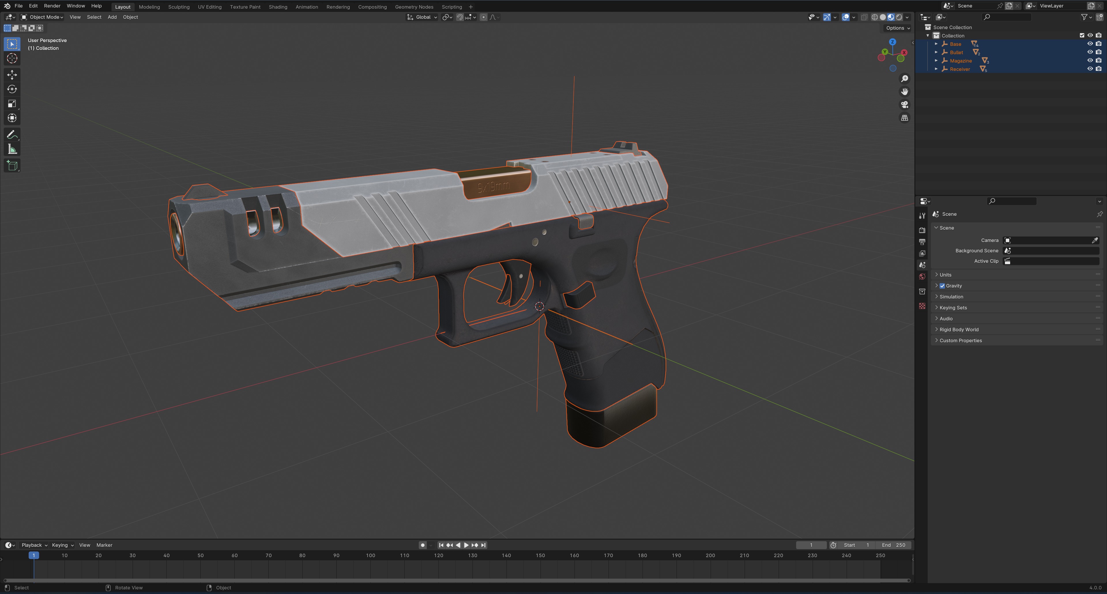 Stylized Cyberpunk Pistol PBR Low-poly 3D model_22