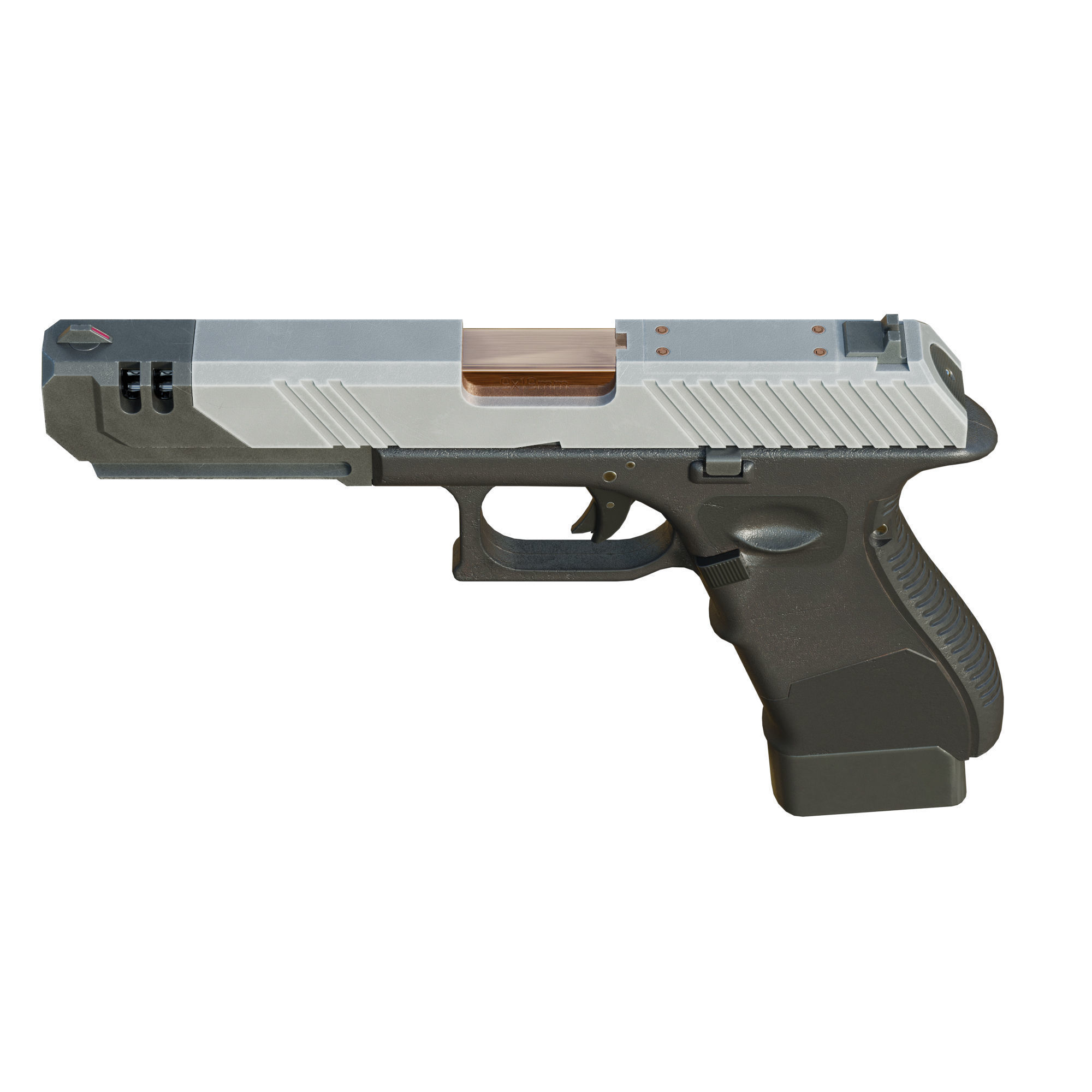 Stylized Cyberpunk Pistol PBR Low-poly 3D model_11