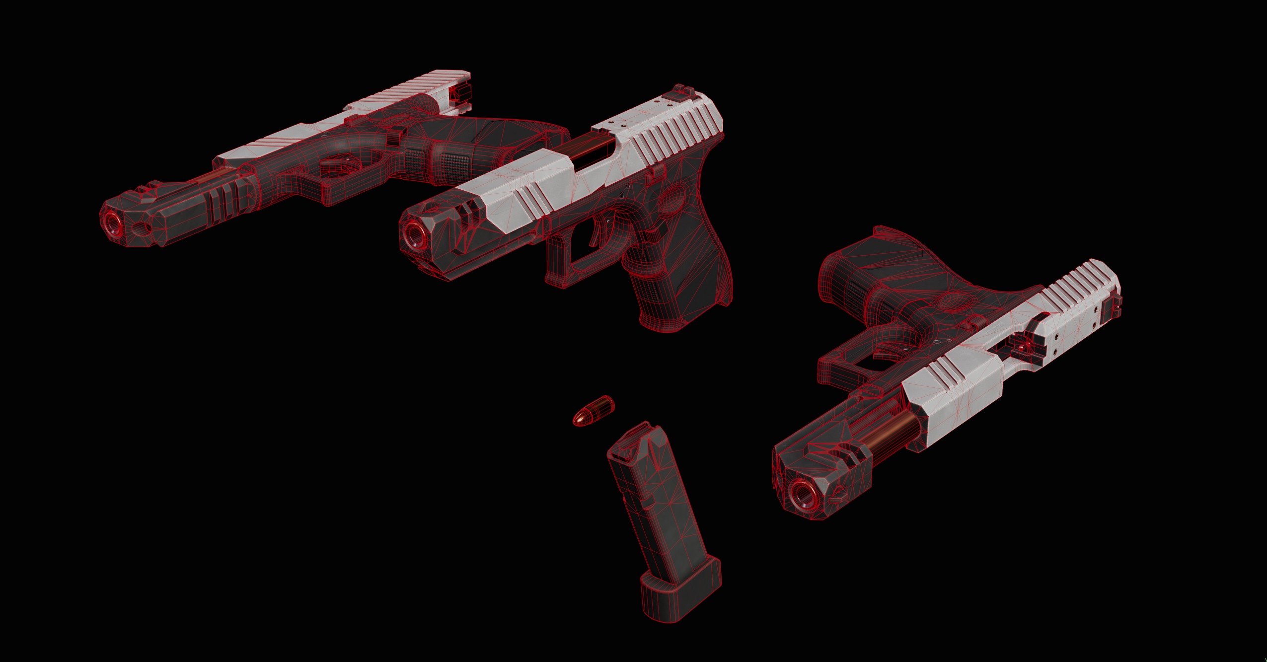 Stylized Cyberpunk Pistol PBR Low-poly 3D model_25