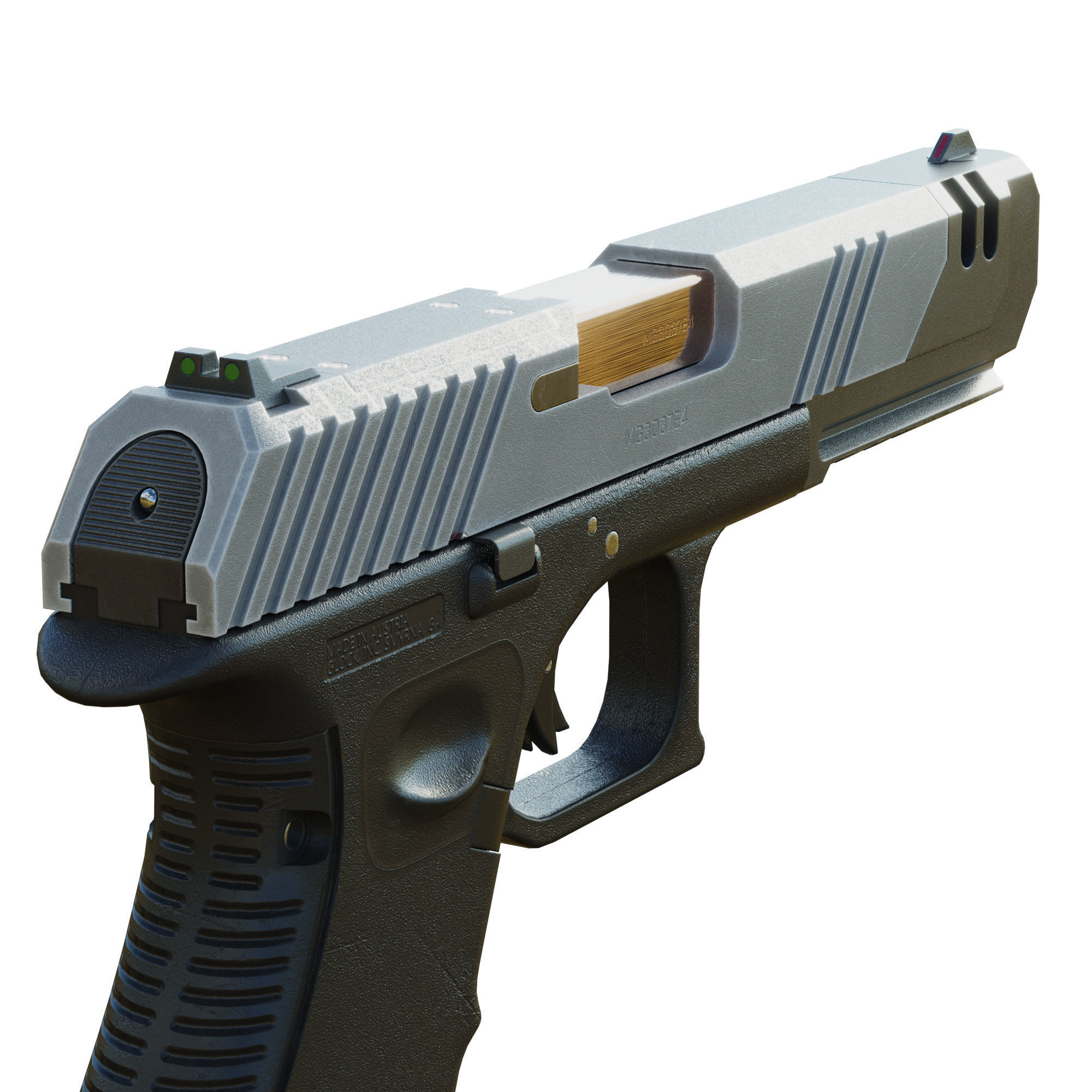 Stylized Cyberpunk Pistol PBR Low-poly 3D model_7