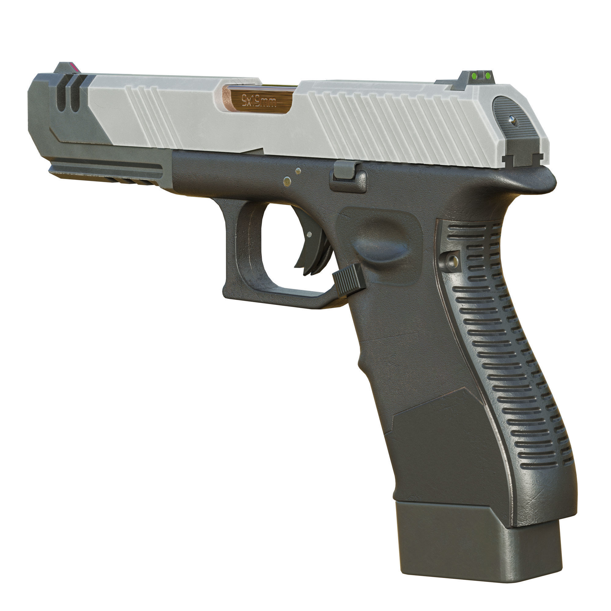 Stylized Cyberpunk Pistol PBR Low-poly 3D model_12