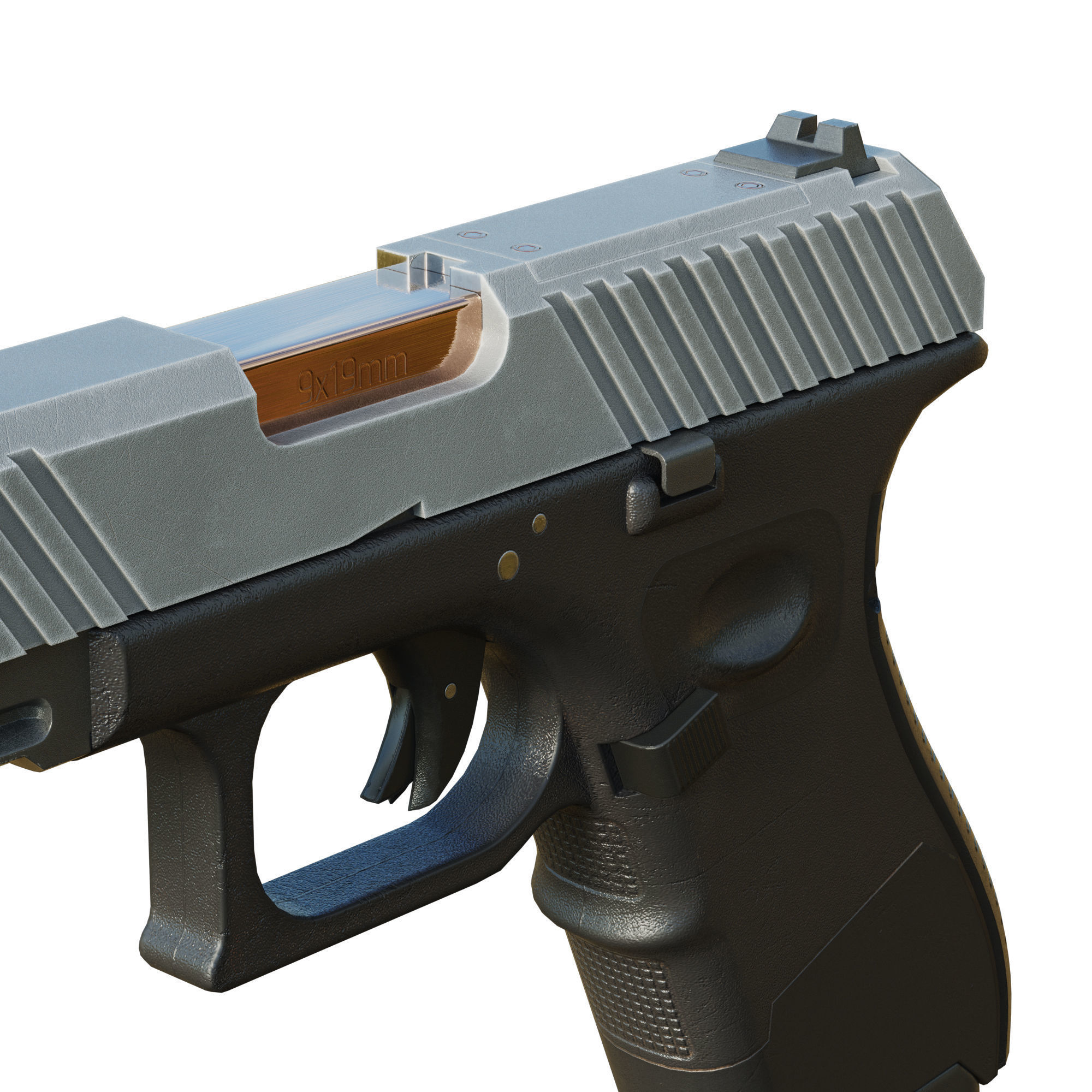 Stylized Cyberpunk Pistol PBR Low-poly 3D model_10