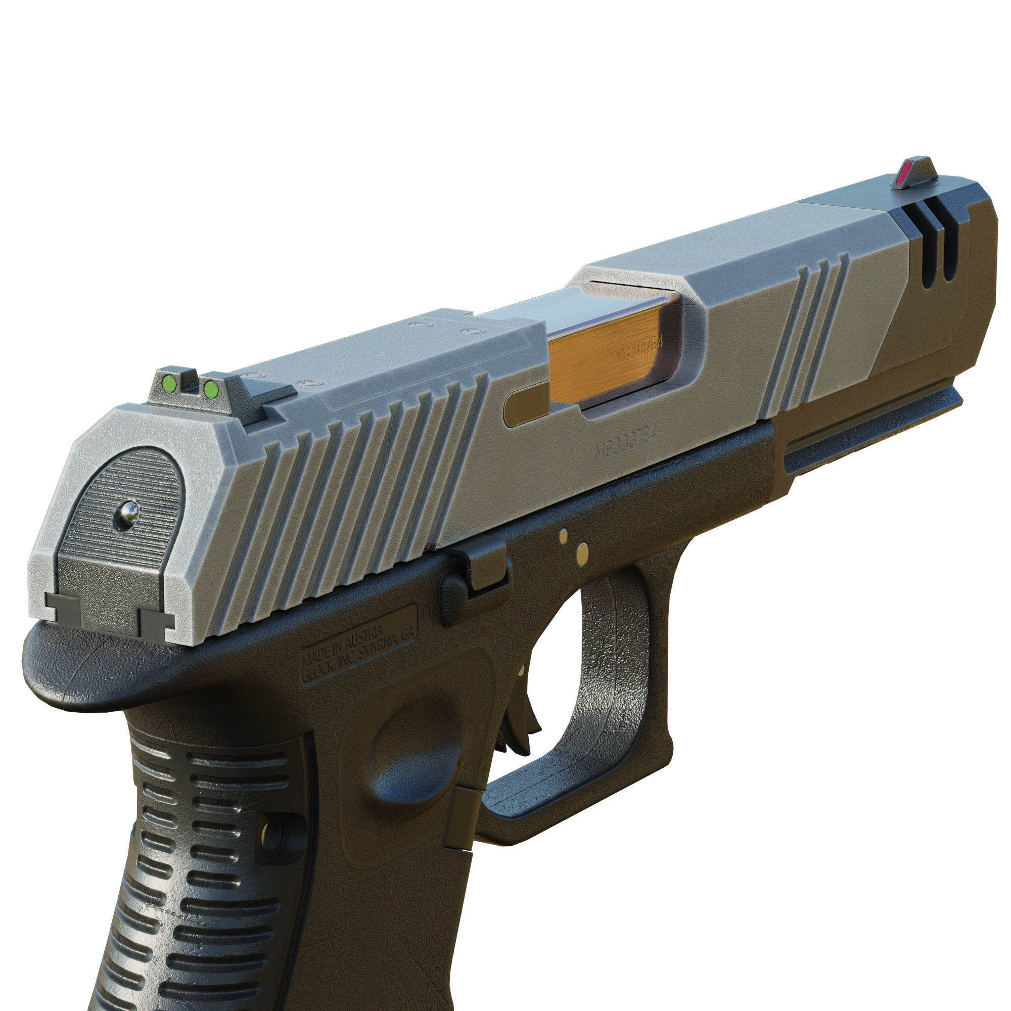 Stylized Cyberpunk Pistol PBR Low-poly 3D model_9