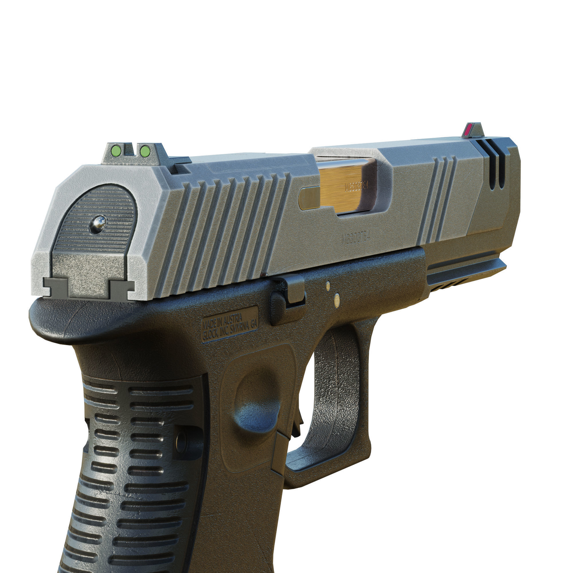 Stylized Cyberpunk Pistol PBR Low-poly 3D model_14