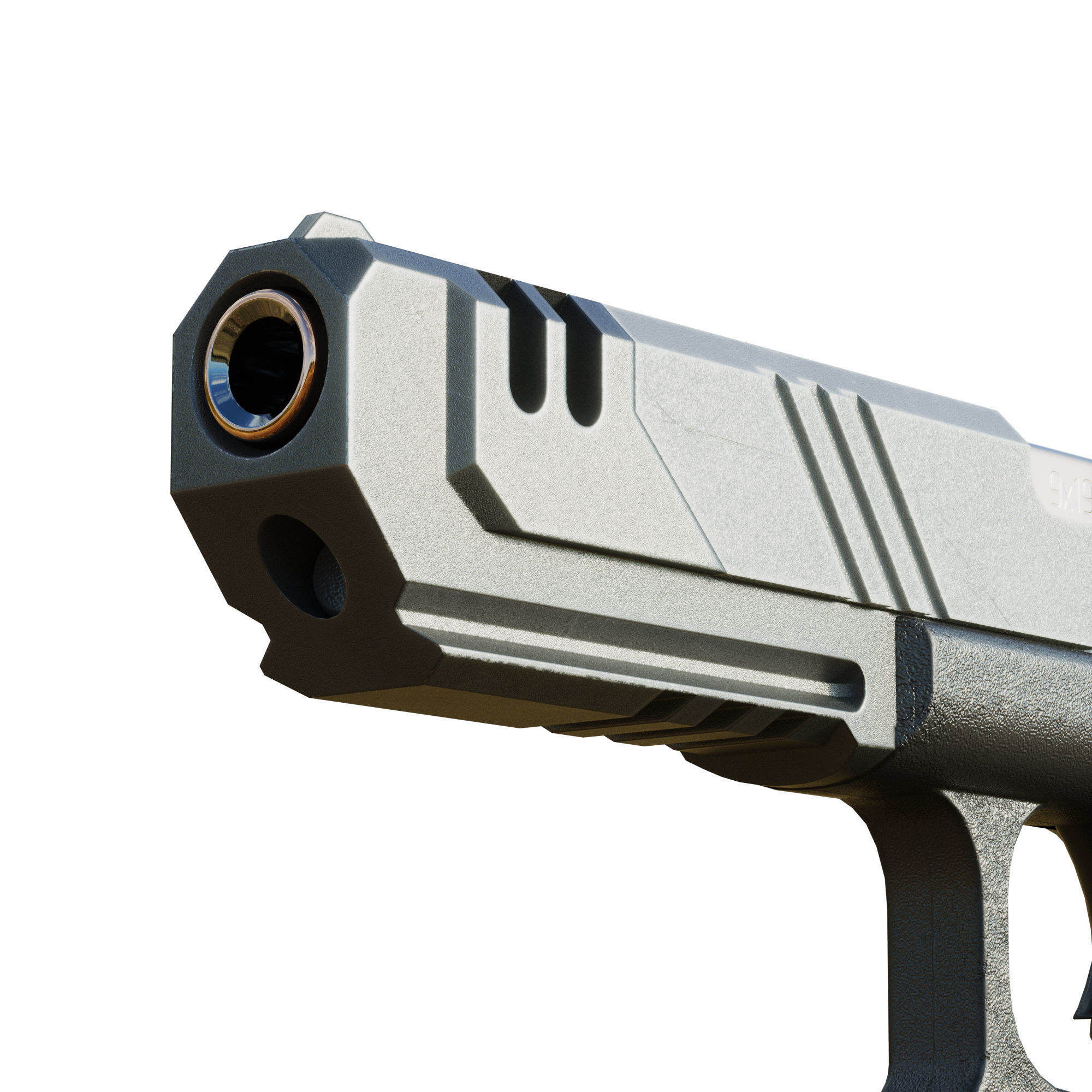 Stylized Cyberpunk Pistol PBR Low-poly 3D model_4