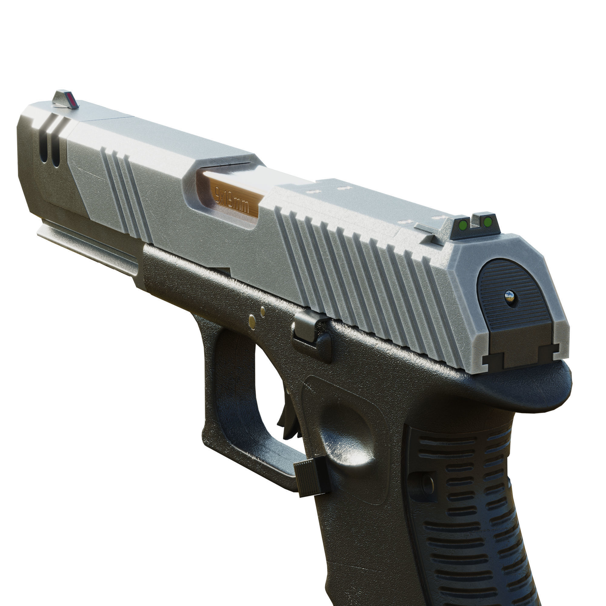 Stylized Cyberpunk Pistol PBR Low-poly 3D model_8