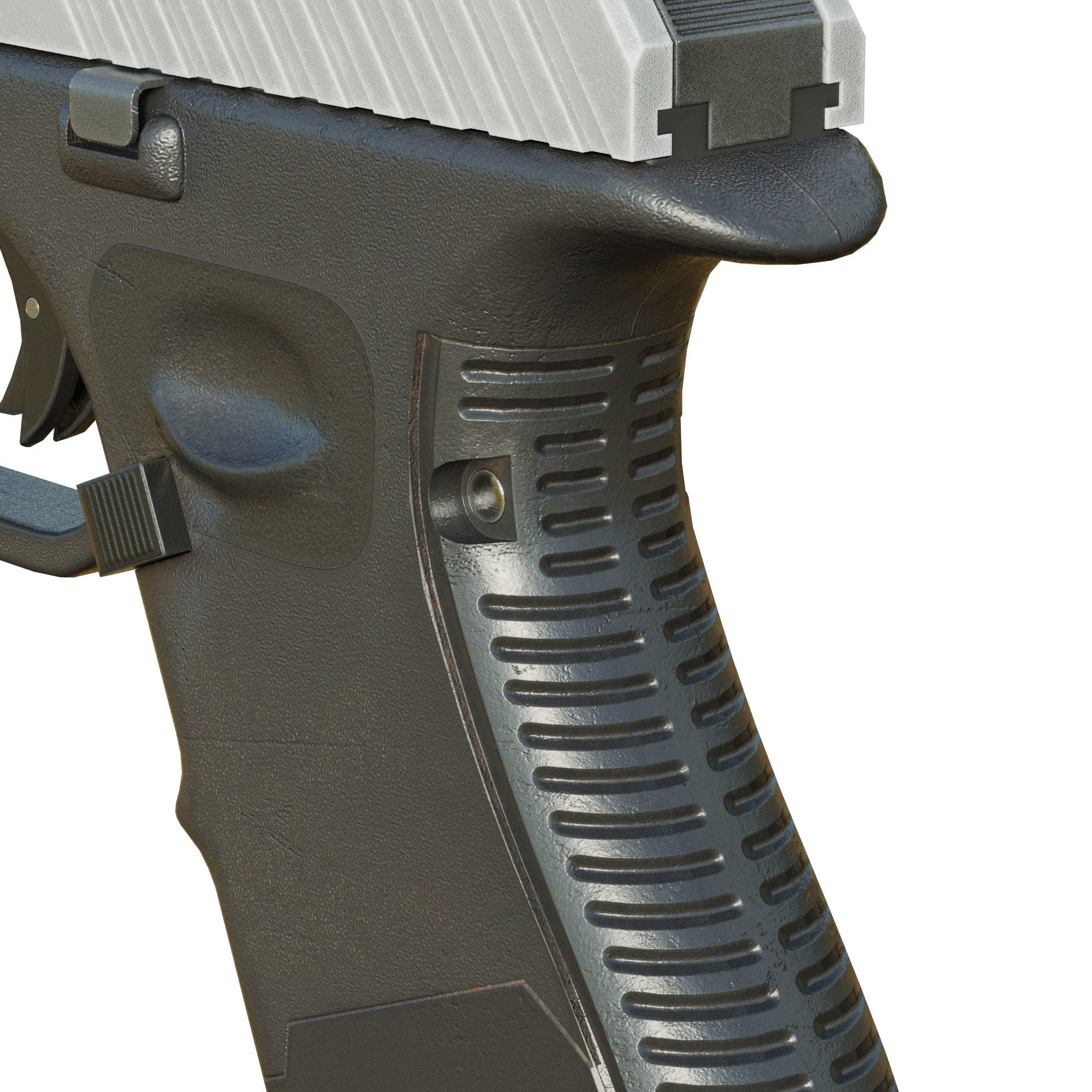 Stylized Cyberpunk Pistol PBR Low-poly 3D model_13