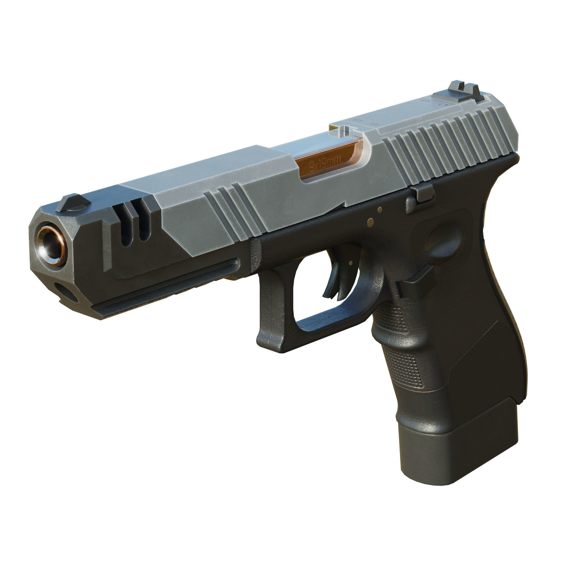 Stylized Cyberpunk Pistol PBR Low-poly 3D model_3