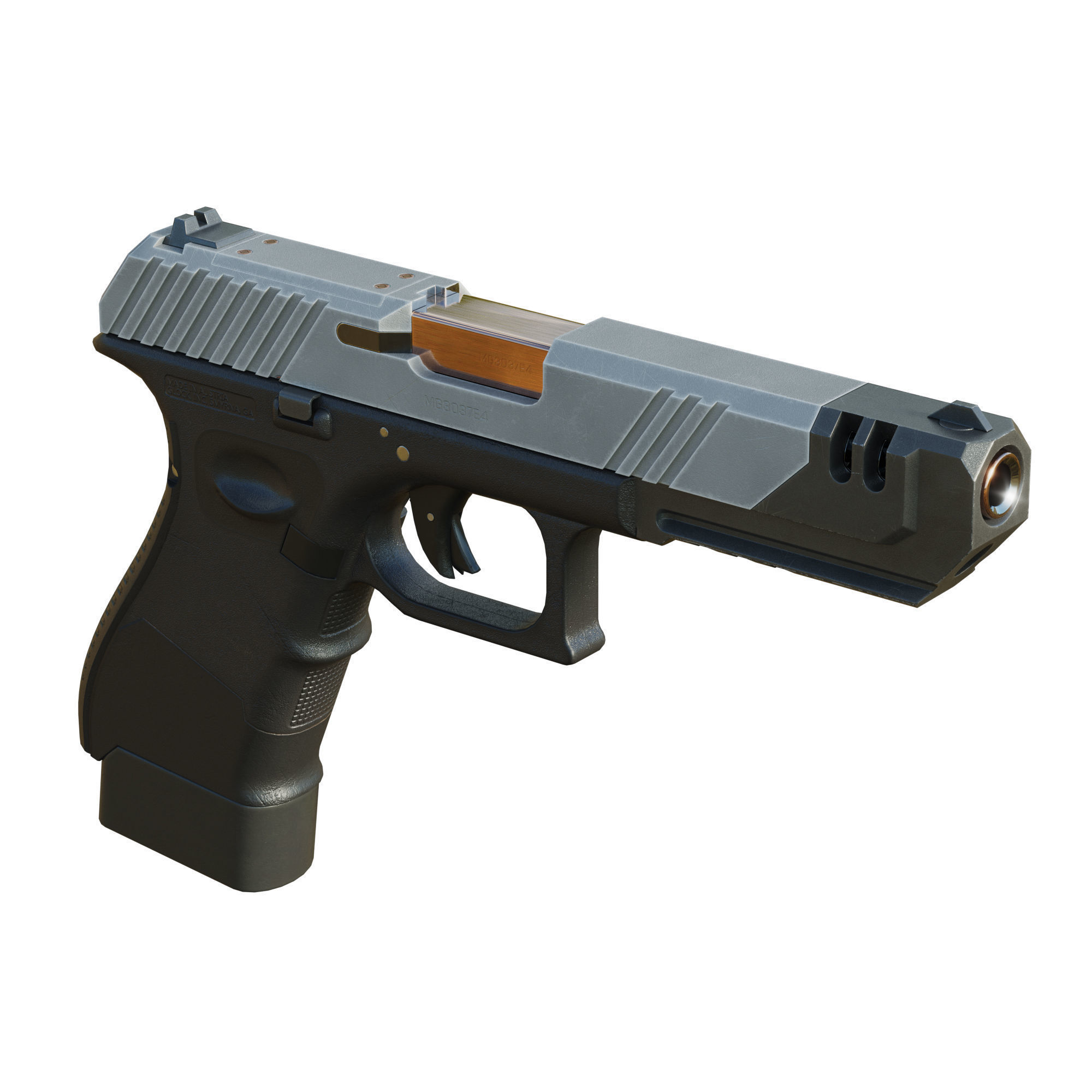 Stylized Cyberpunk Pistol PBR Low-poly 3D model_6