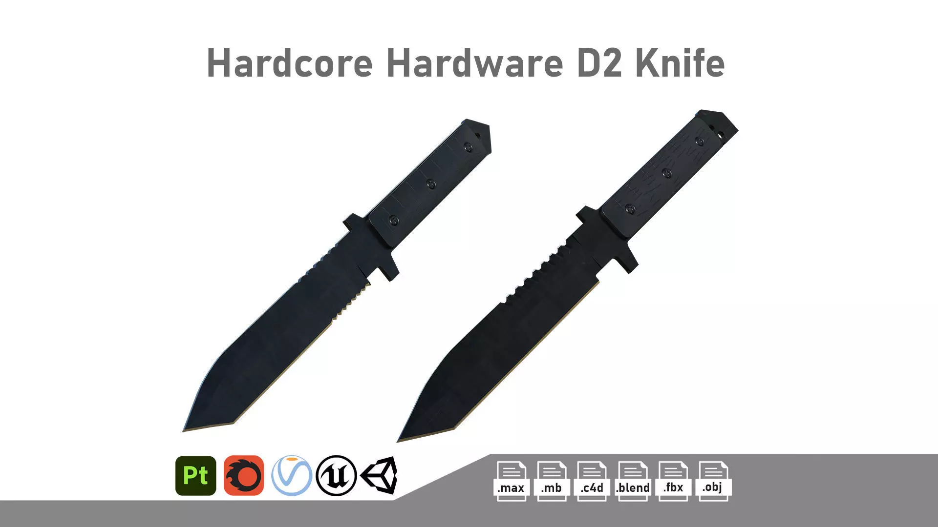 Hardcore Hardware D2 Knife Low-poly 3D model_0