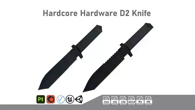Hardcore Hardware D2 Knife Low-poly 3D model