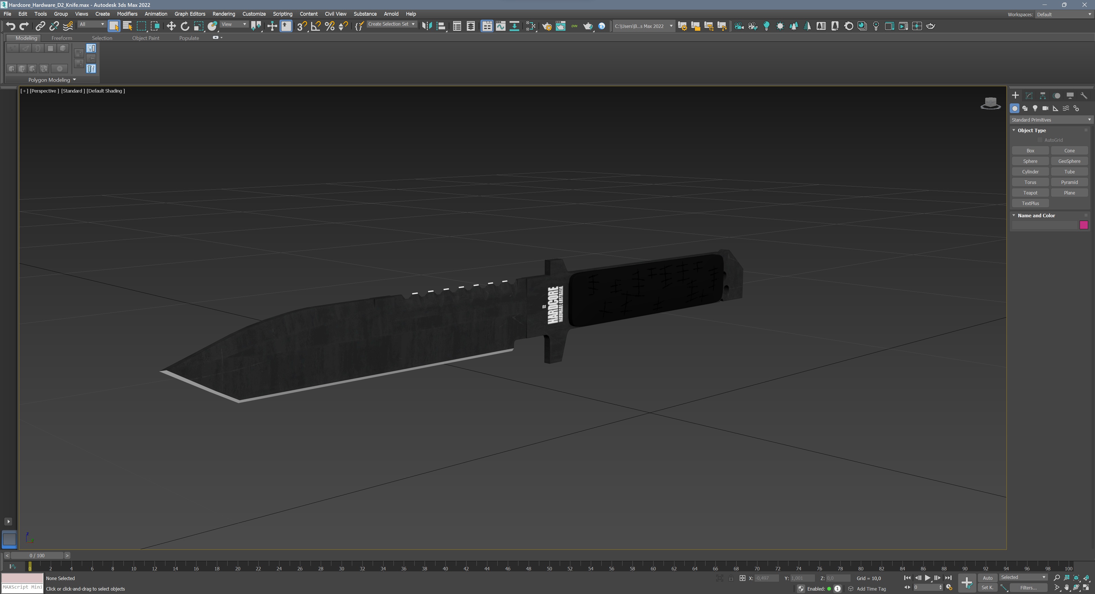Hardcore Hardware D2 Knife Low-poly 3D model_11