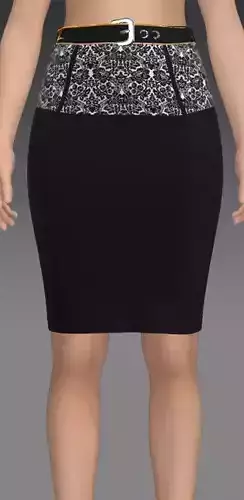 Lace fabric skirt belt buckle  Low-poly 3D model