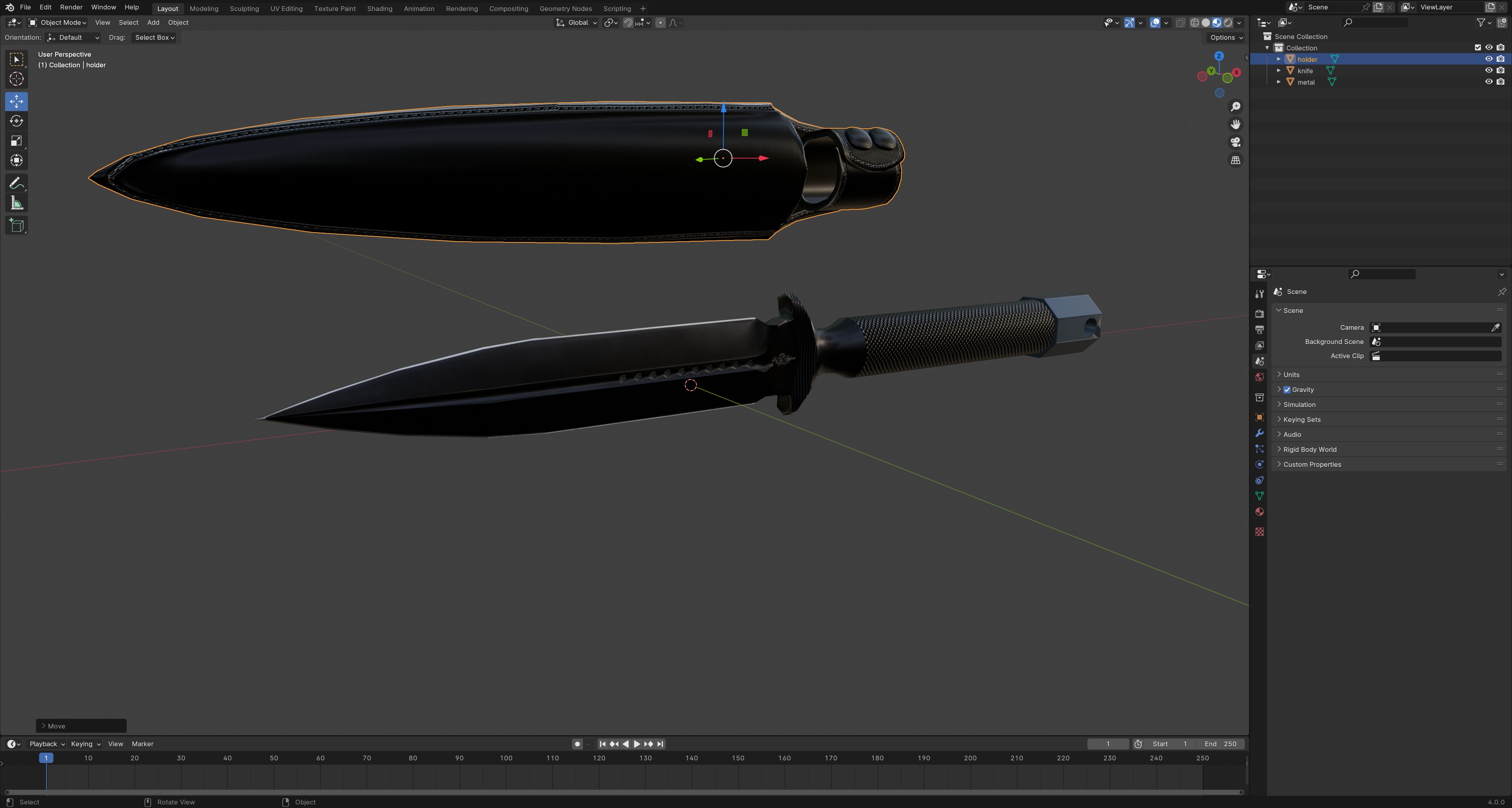Kunai Blade PBR Low-poly 3D model_10