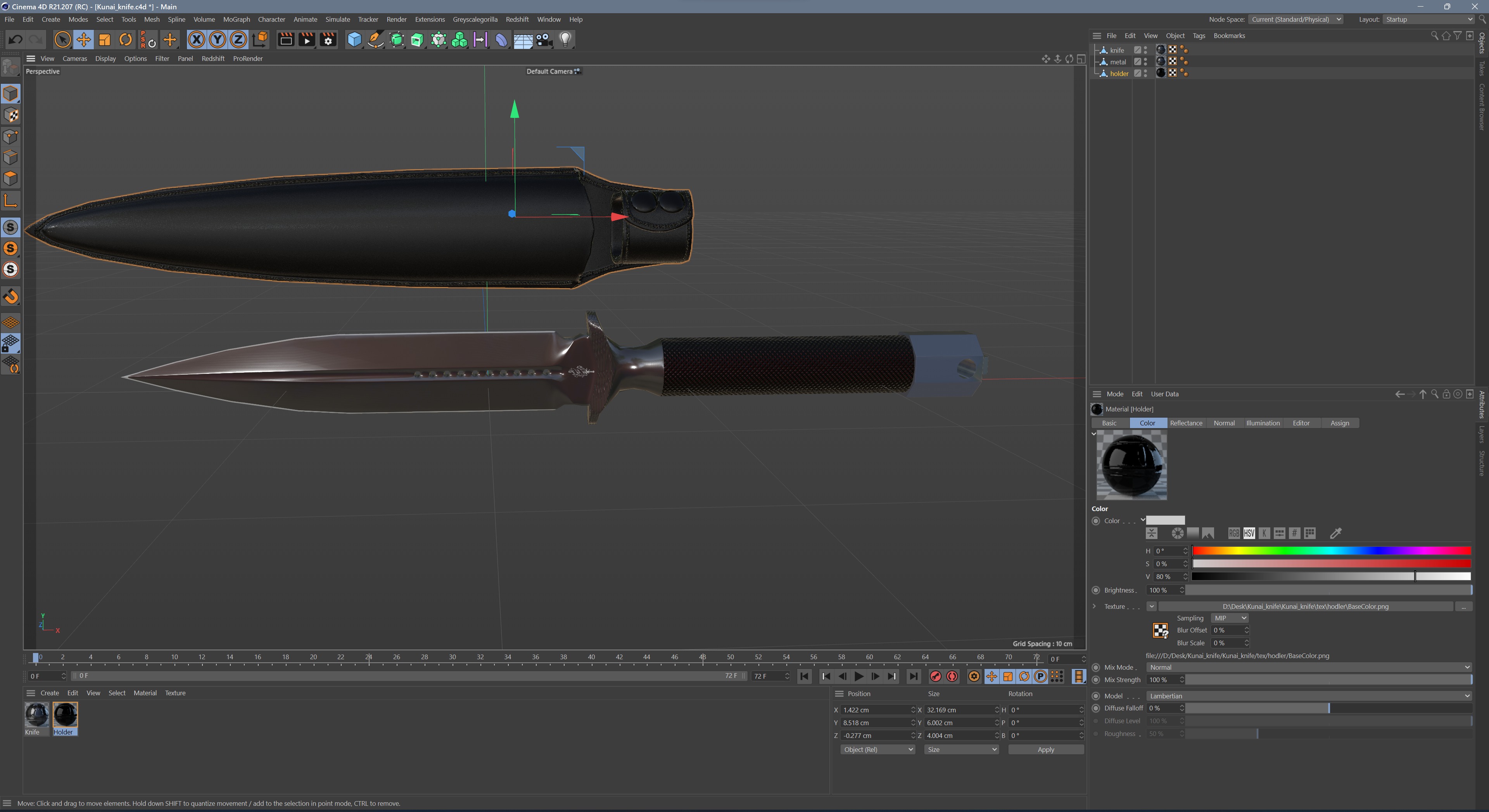 Kunai Blade PBR Low-poly 3D model_12
