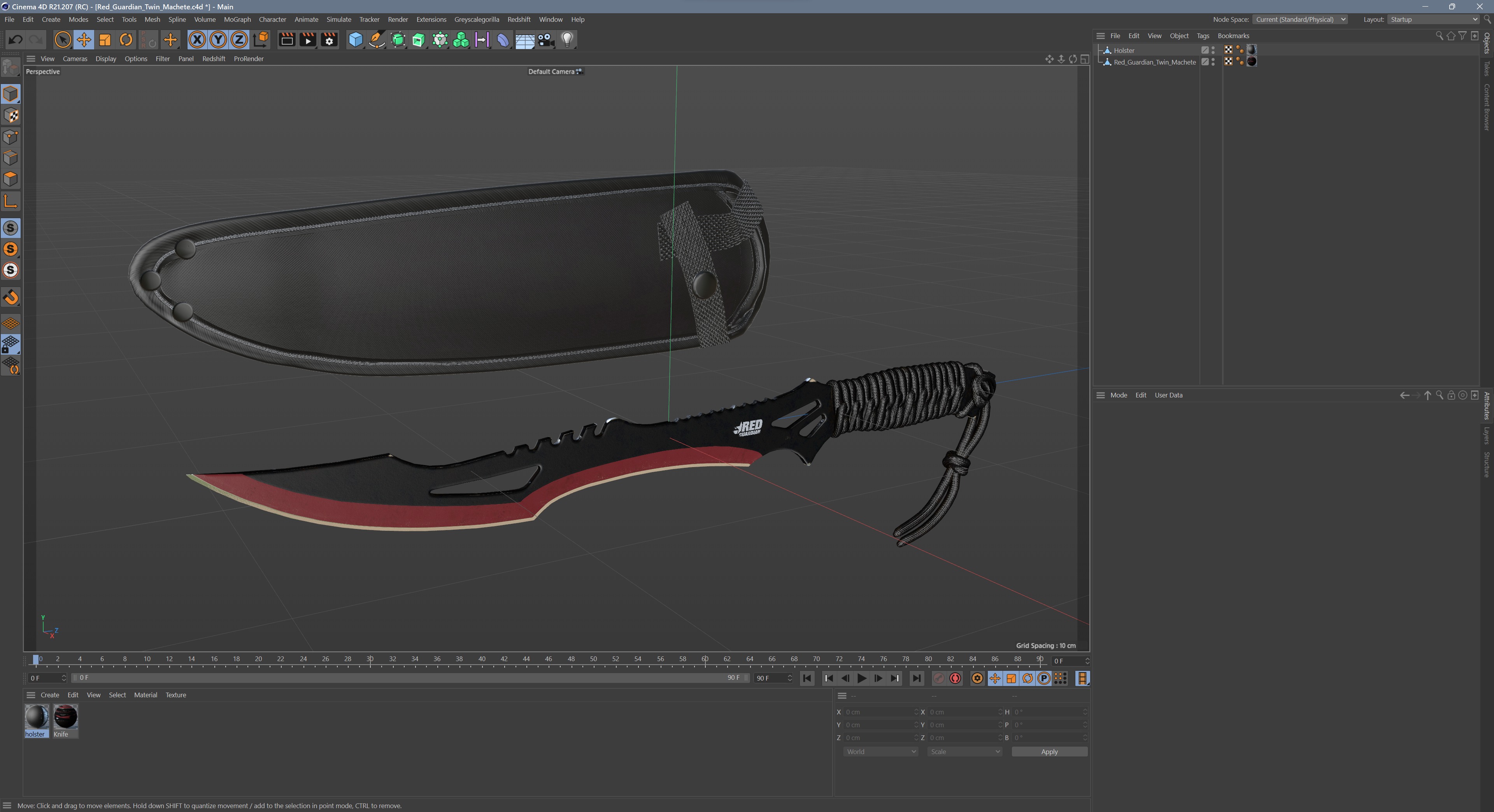 Red Guardian Twin Machete Low-poly 3D model_11