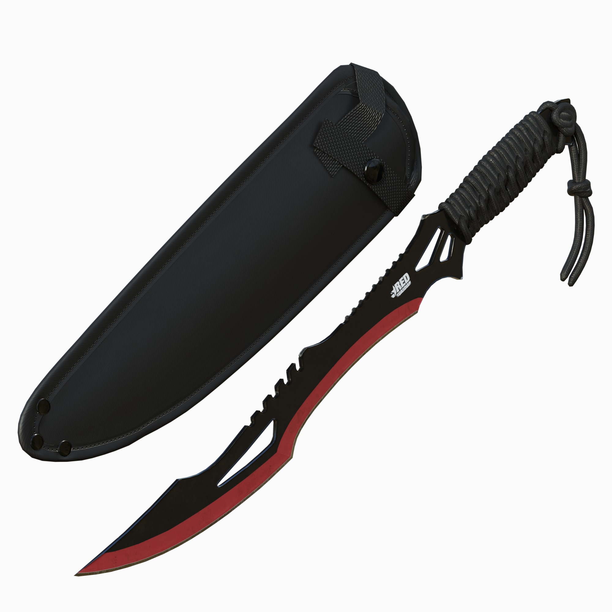 Red Guardian Twin Machete Low-poly 3D model_1