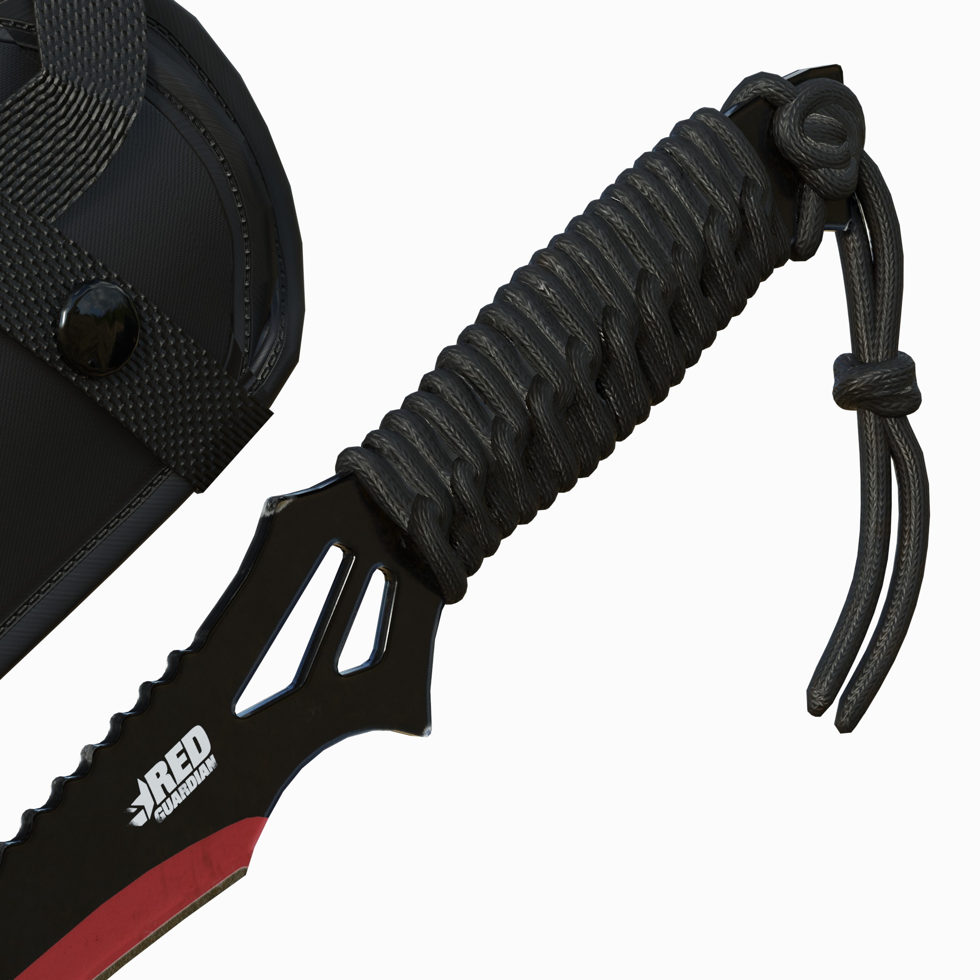 Red Guardian Twin Machete Low-poly 3D model_3