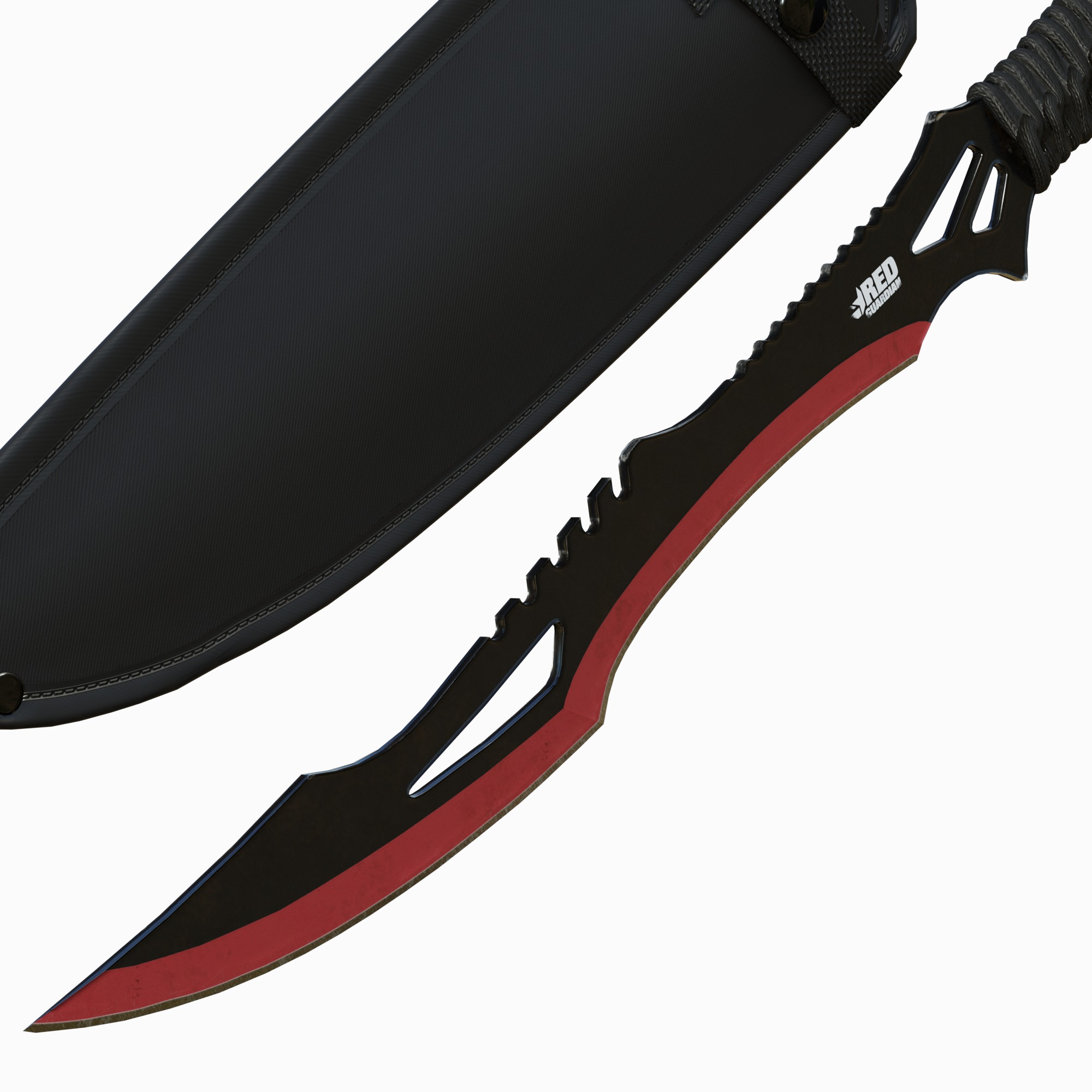 Red Guardian Twin Machete Low-poly 3D model_2