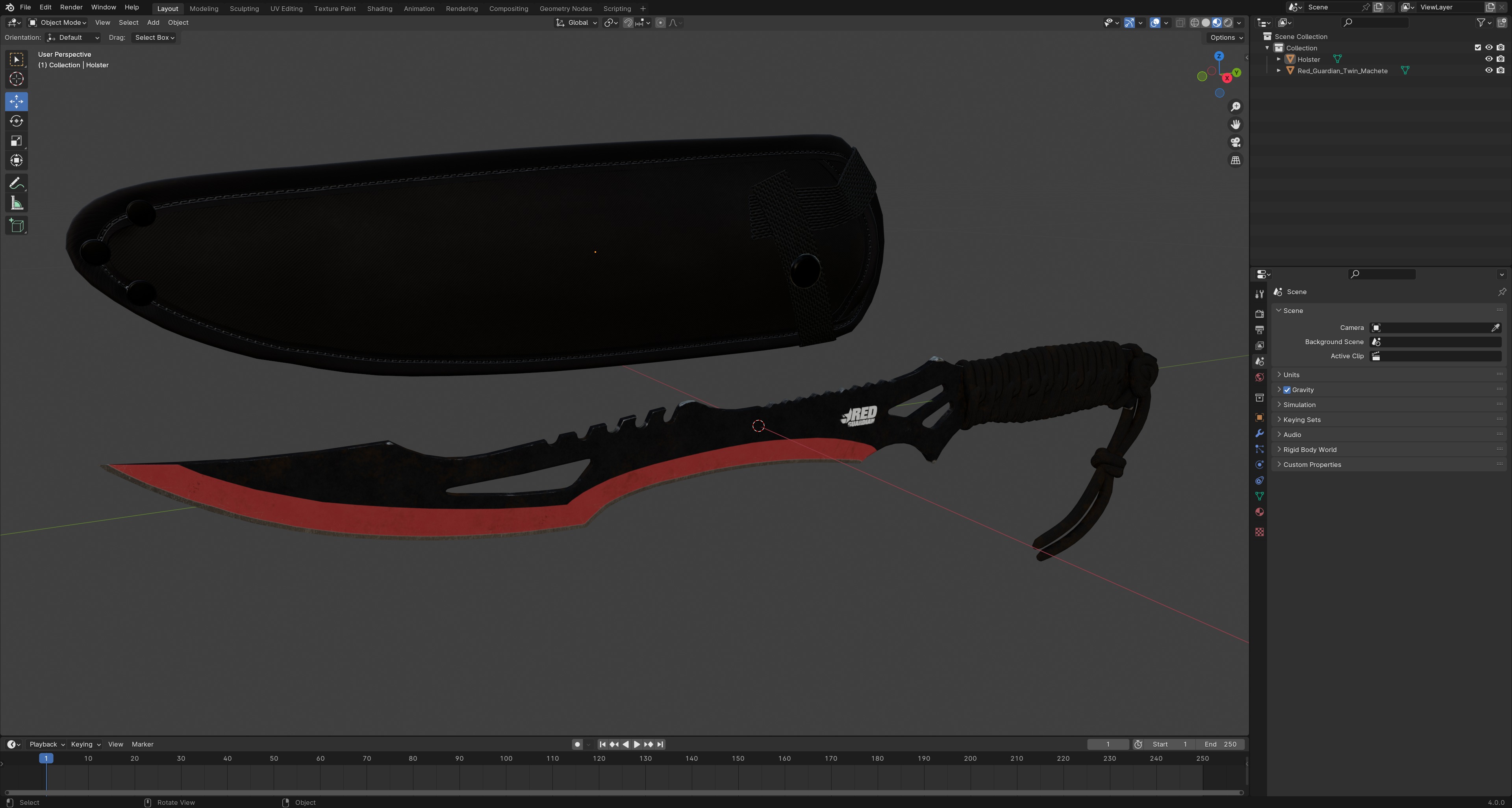 Red Guardian Twin Machete Low-poly 3D model_10