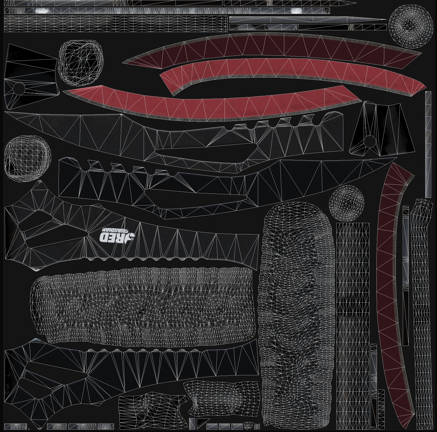 Red Guardian Twin Machete Low-poly 3D model_15