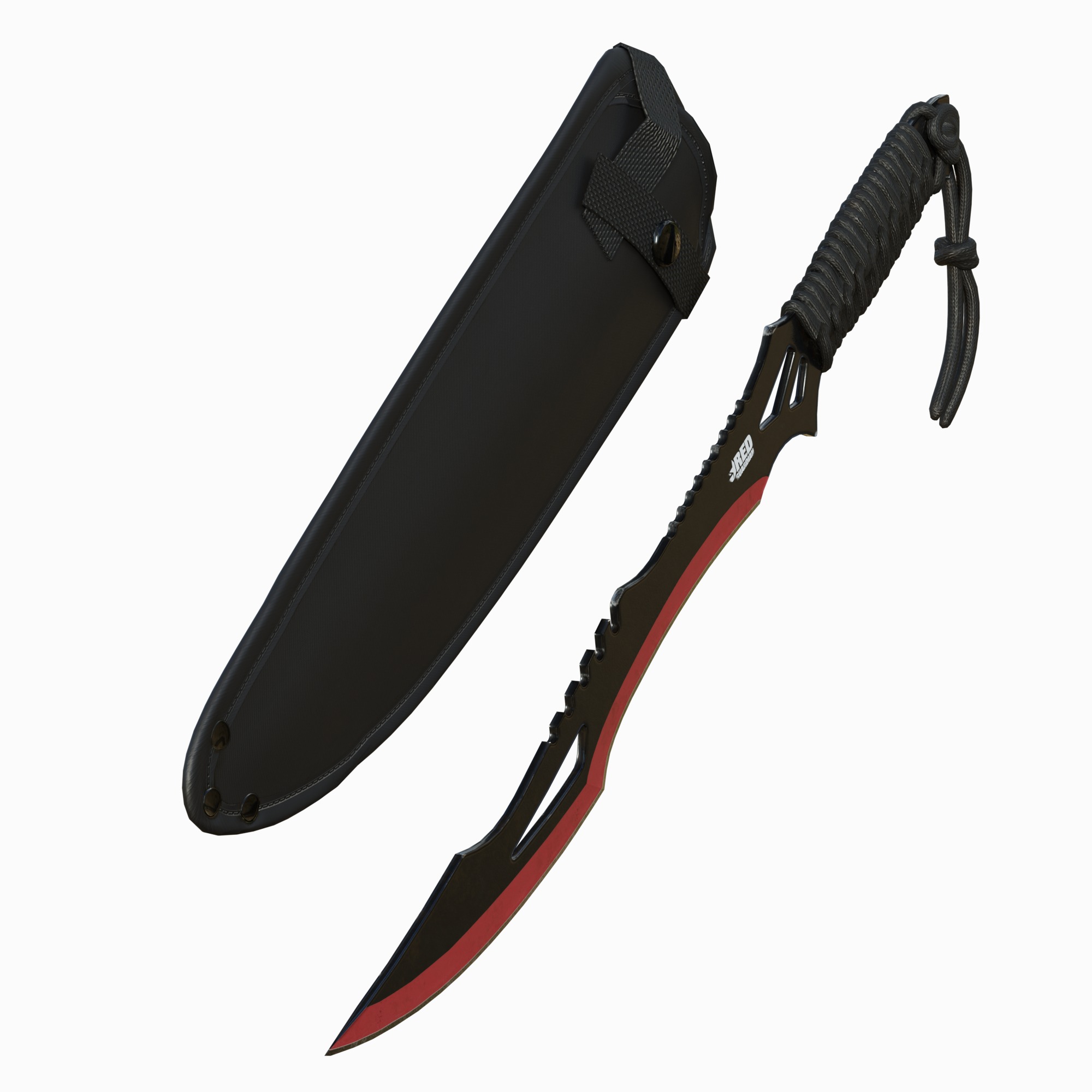 Red Guardian Twin Machete Low-poly 3D model_4