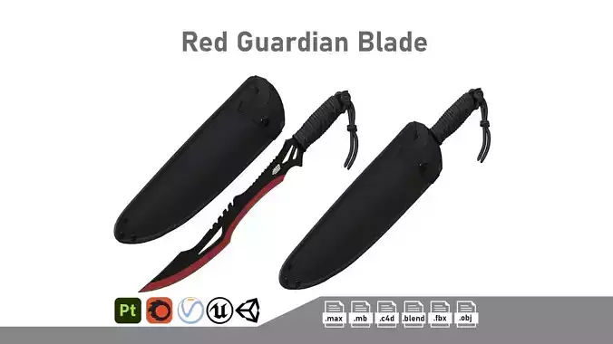 Red Guardian Twin Machete Low-poly 3D model
