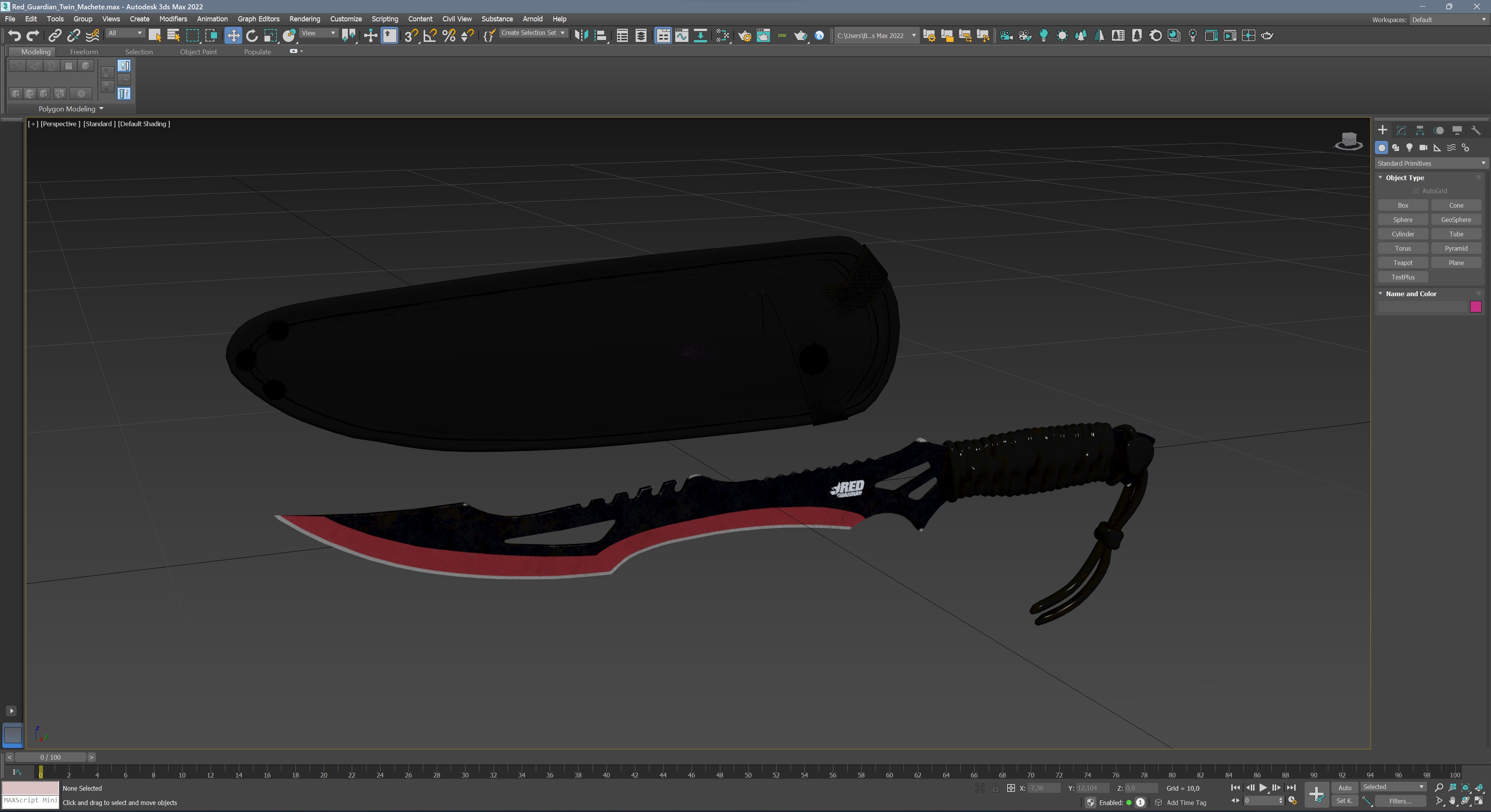 Red Guardian Twin Machete Low-poly 3D model_12