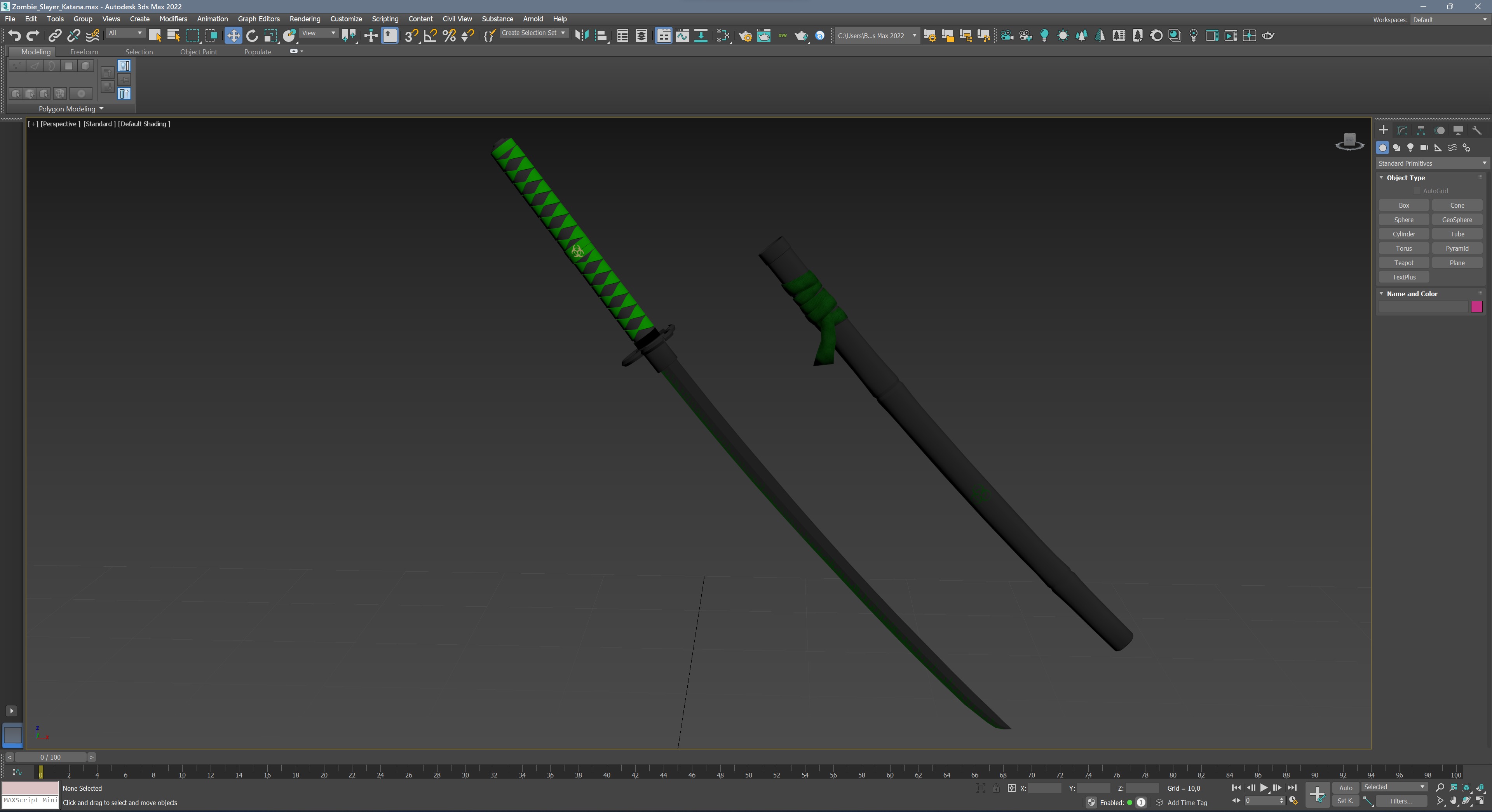 Zombie Slayer Katana Low-poly 3D model_21