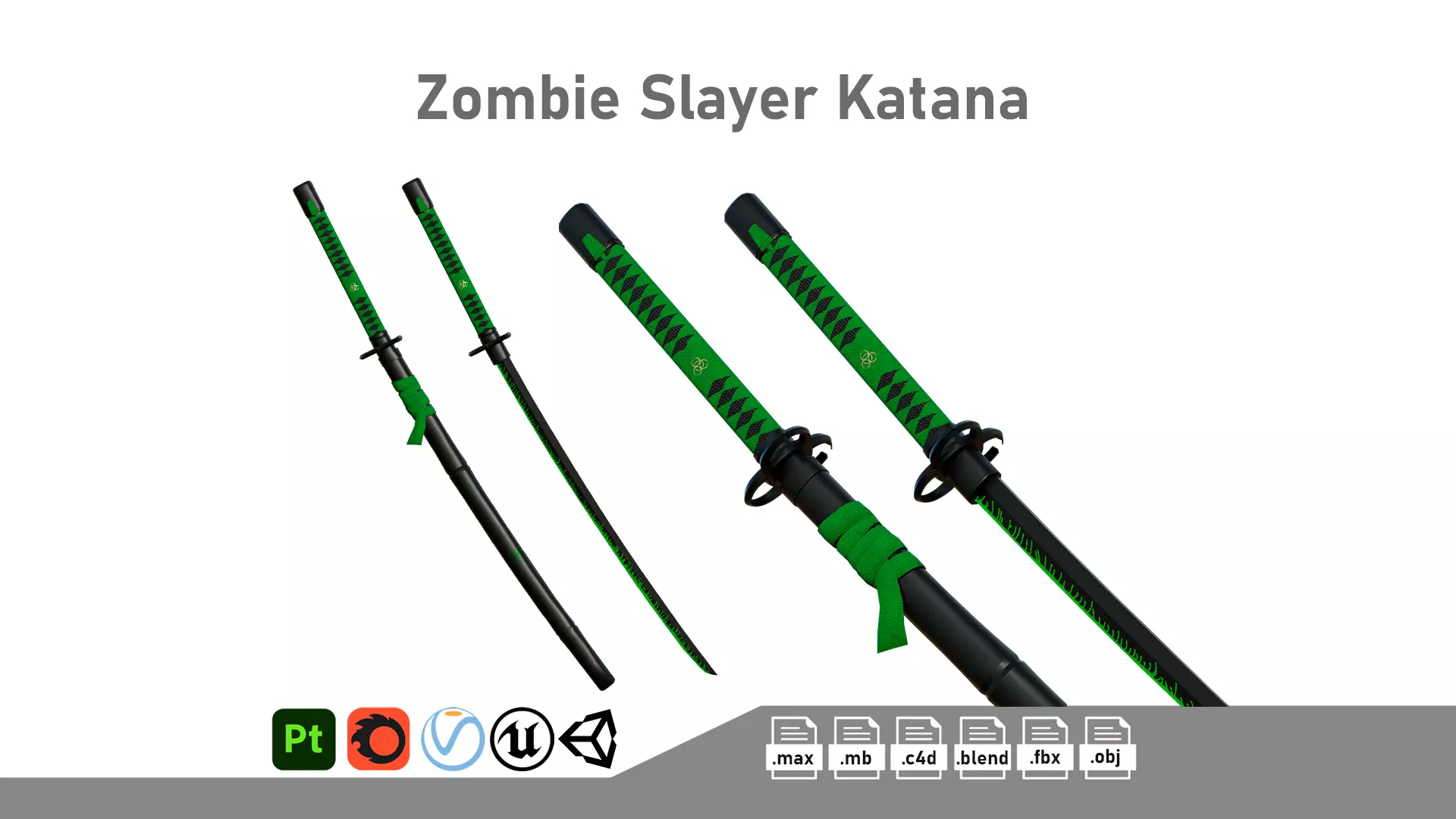 Zombie Slayer Katana Low-poly 3D model_0
