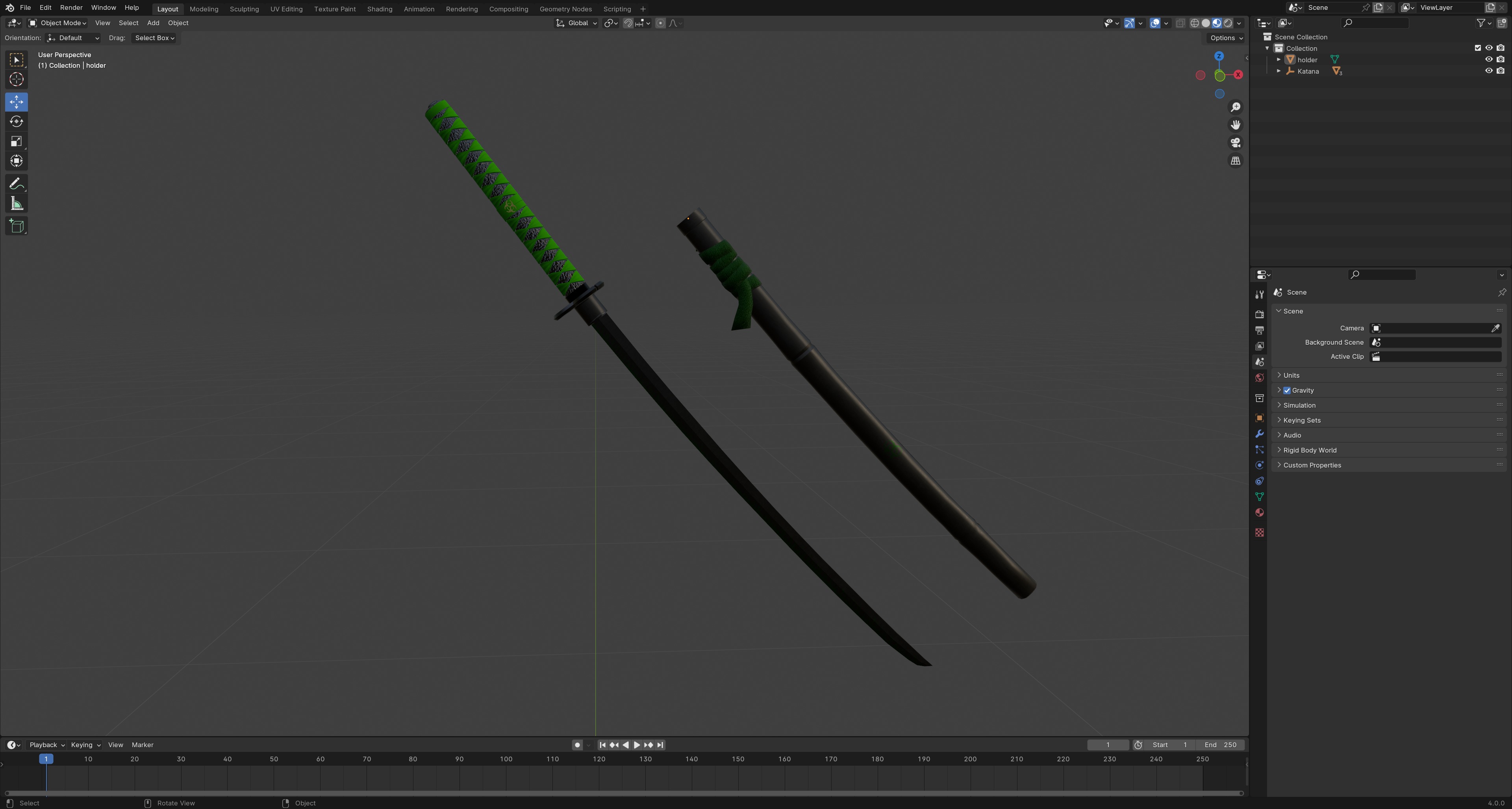 Zombie Slayer Katana Low-poly 3D model_19
