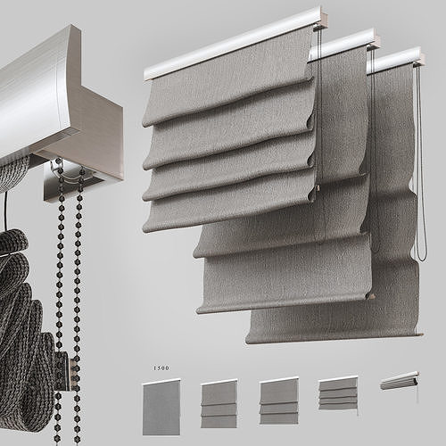 Curtains Blinds Roman blind 1 3D model