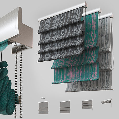 Curtains Blinds Roman blind 2 3D model