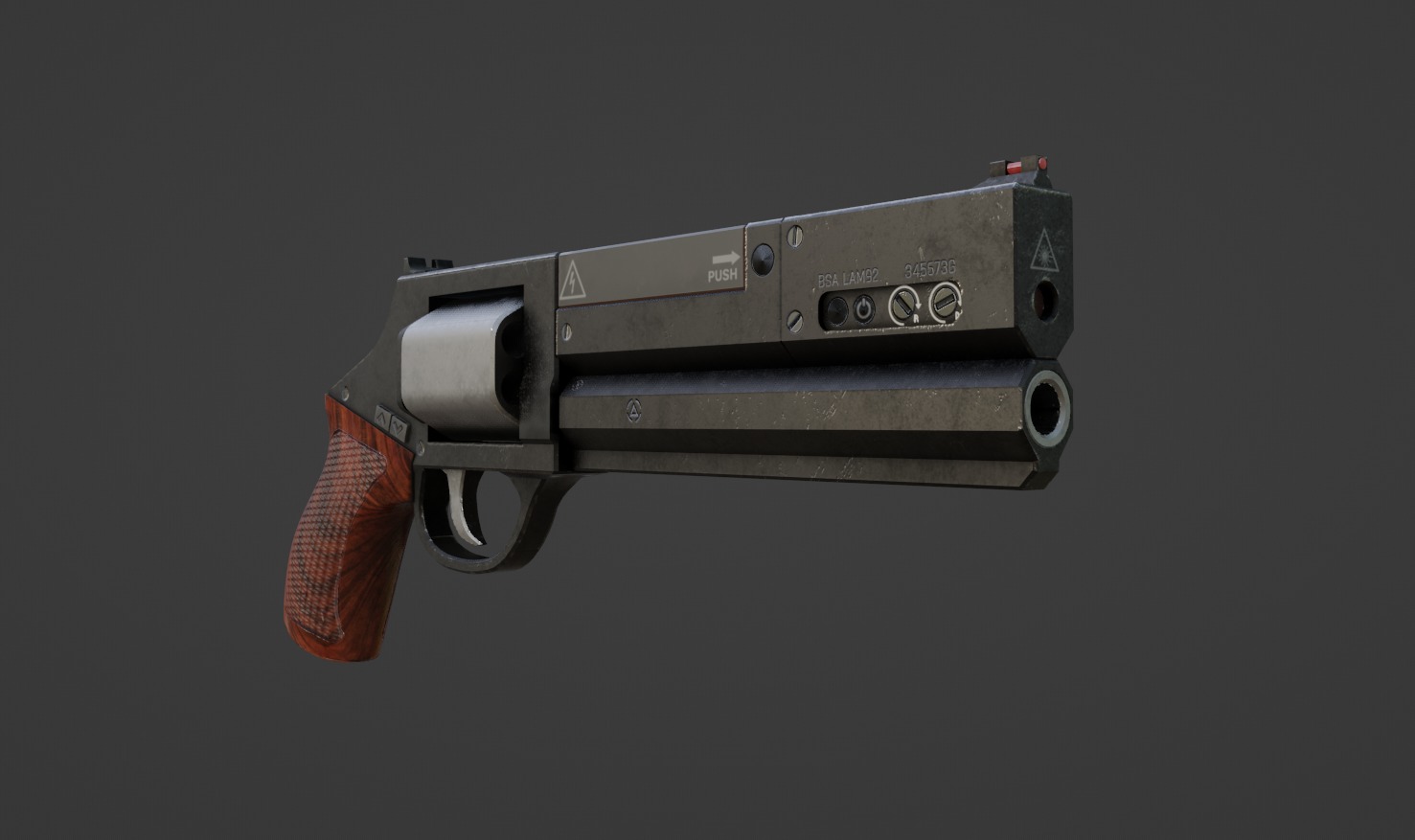 Scifi Revolver Low-poly 3D model_2
