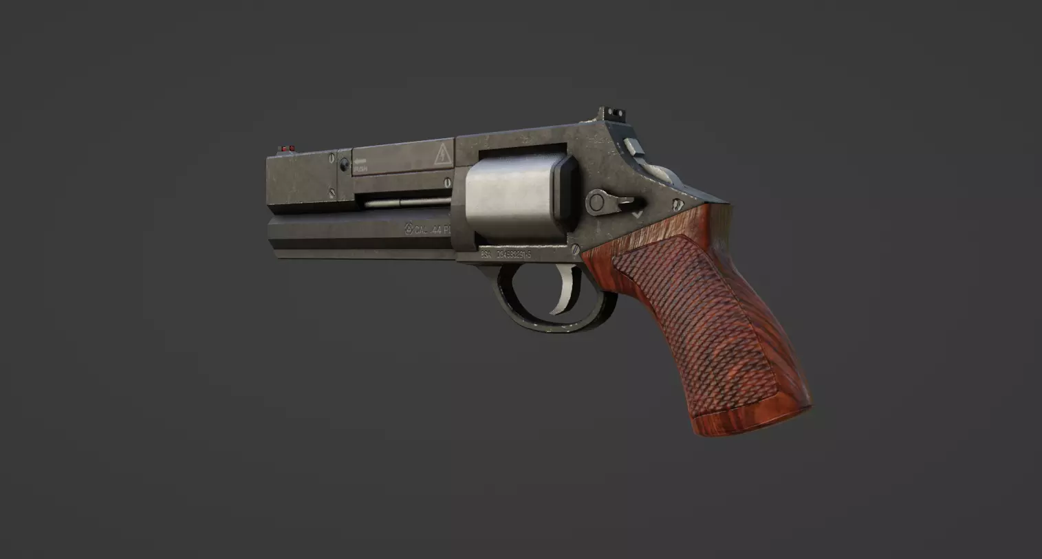 Scifi Revolver Low-poly 3D model_0